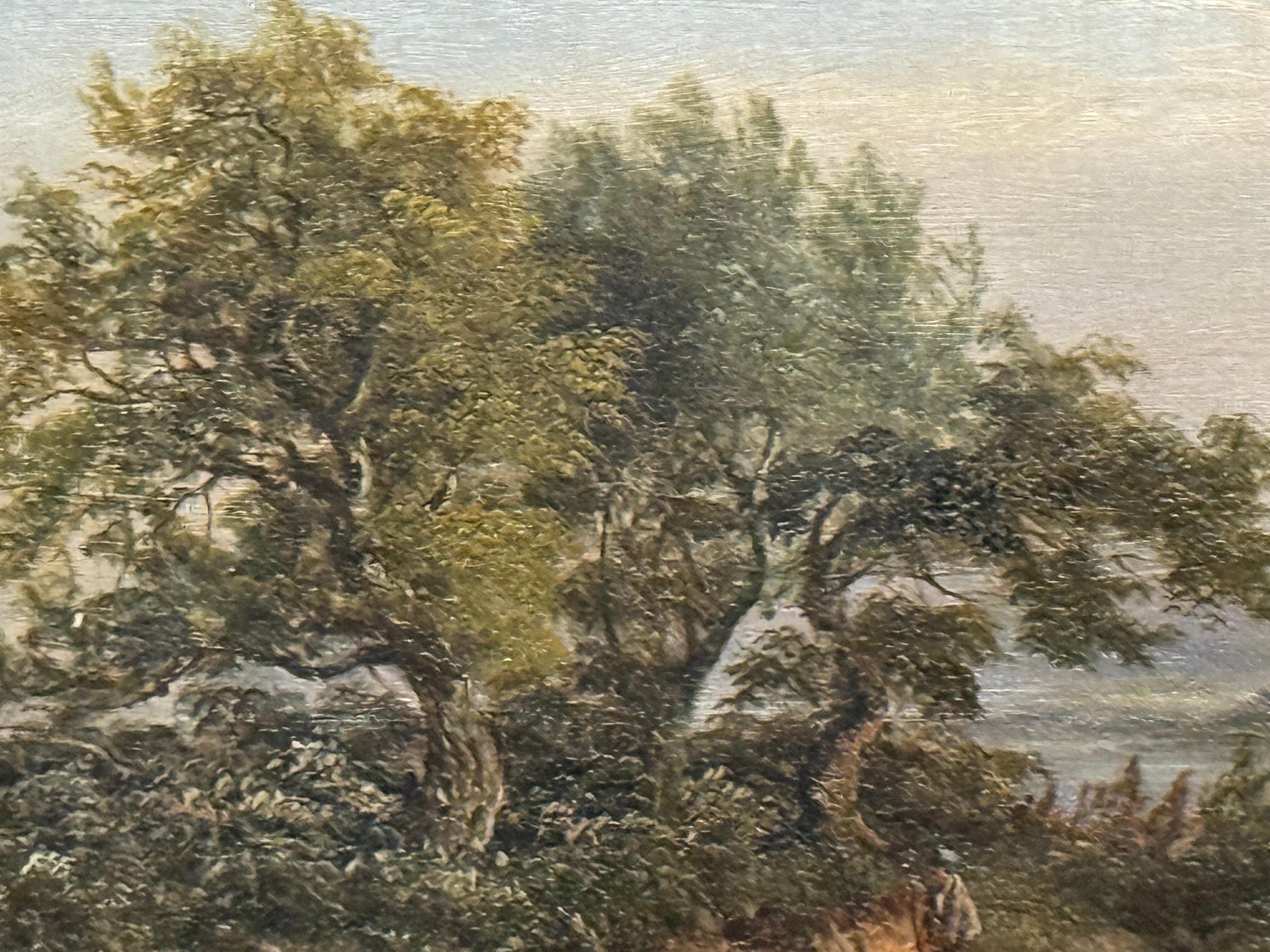 River in summer landscape 19th century oil on canvas For Sale 3