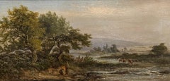 Río en paisaje estival Óleo sobre lienzo del siglo XIX