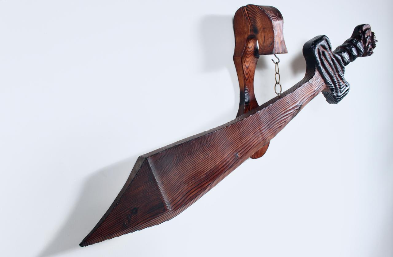 American William Westenhaven, WITCO Suspended Wooden Sword Wall Hanging, C. 1960 For Sale