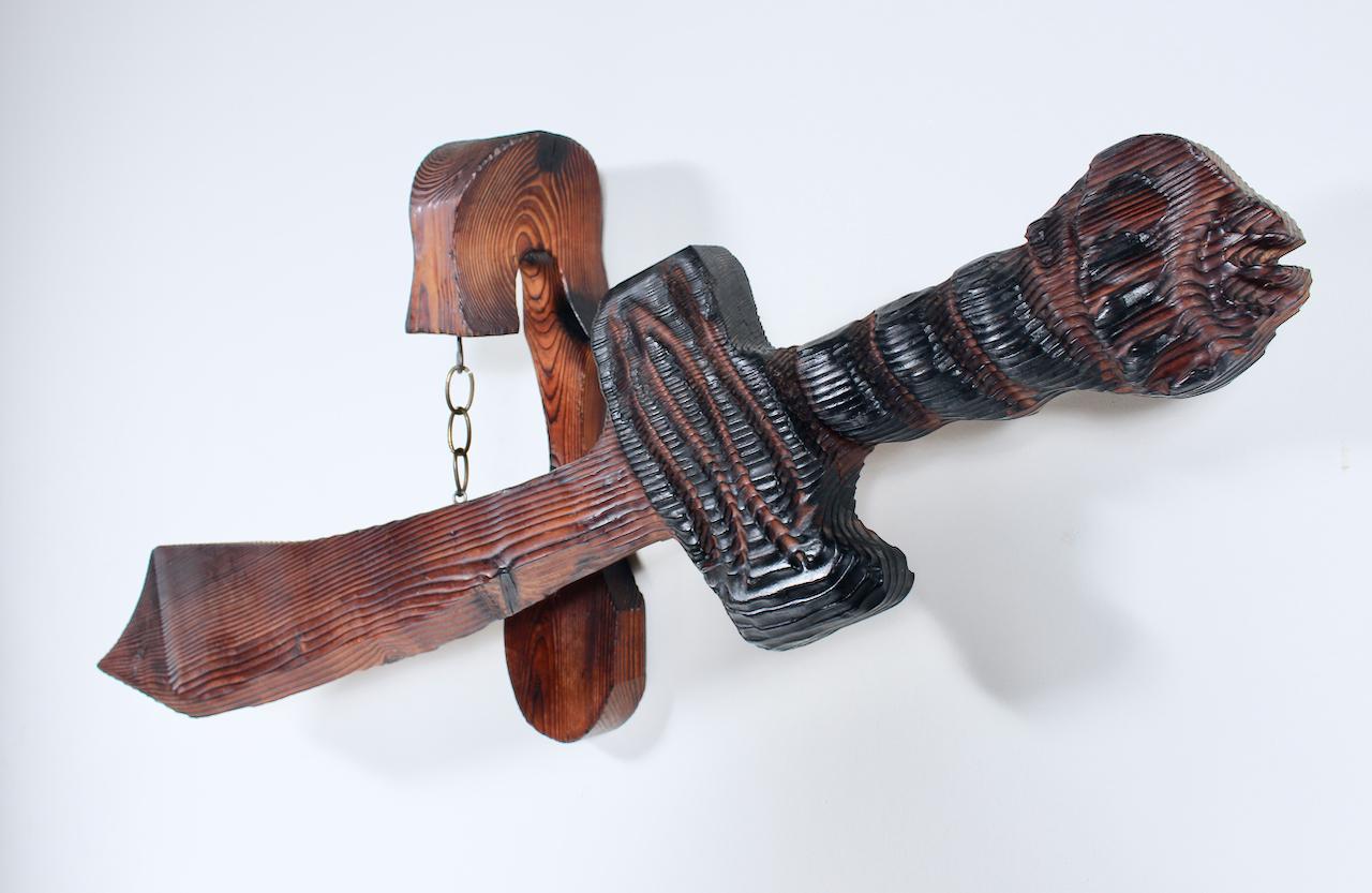 William Westenhaven, WITCO Suspended Wooden Sword Wall Hanging, C. 1960 In Good Condition For Sale In Bainbridge, NY