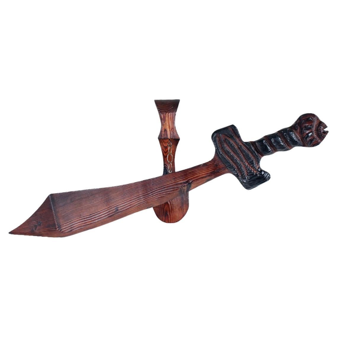 William Westenhaven, WITCO Suspended Wooden Sword Wall Hanging, C. 1960 For Sale