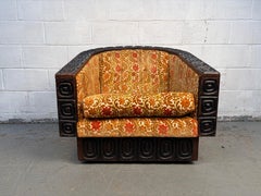 William Westenhaver for Witco Brutalist Carved Cedar Swivel Lounge Chair