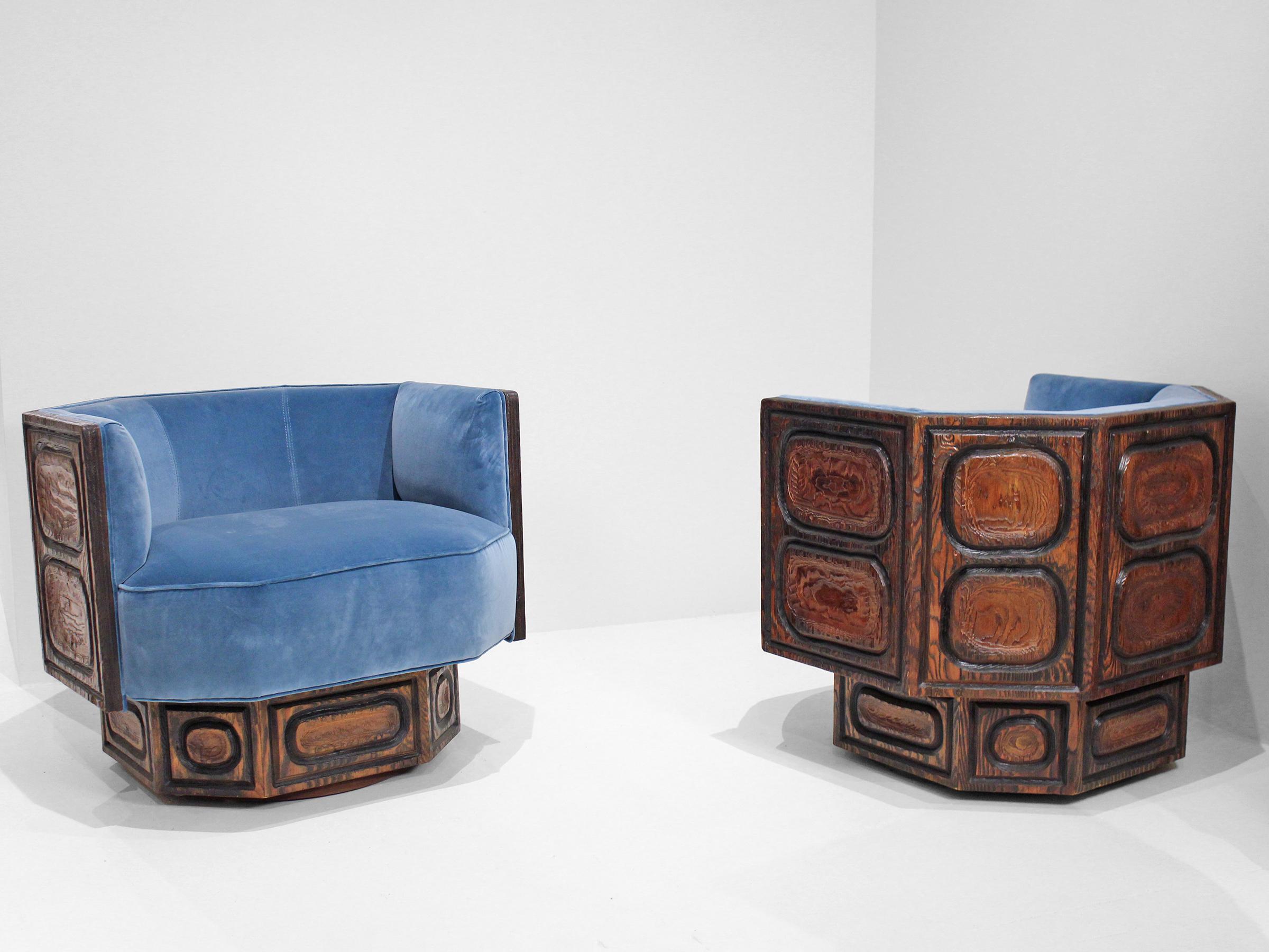 Mid-Century Modern William Westenhaver for WITCO Pair of Geometric Cedar Lounge Chairs For Sale