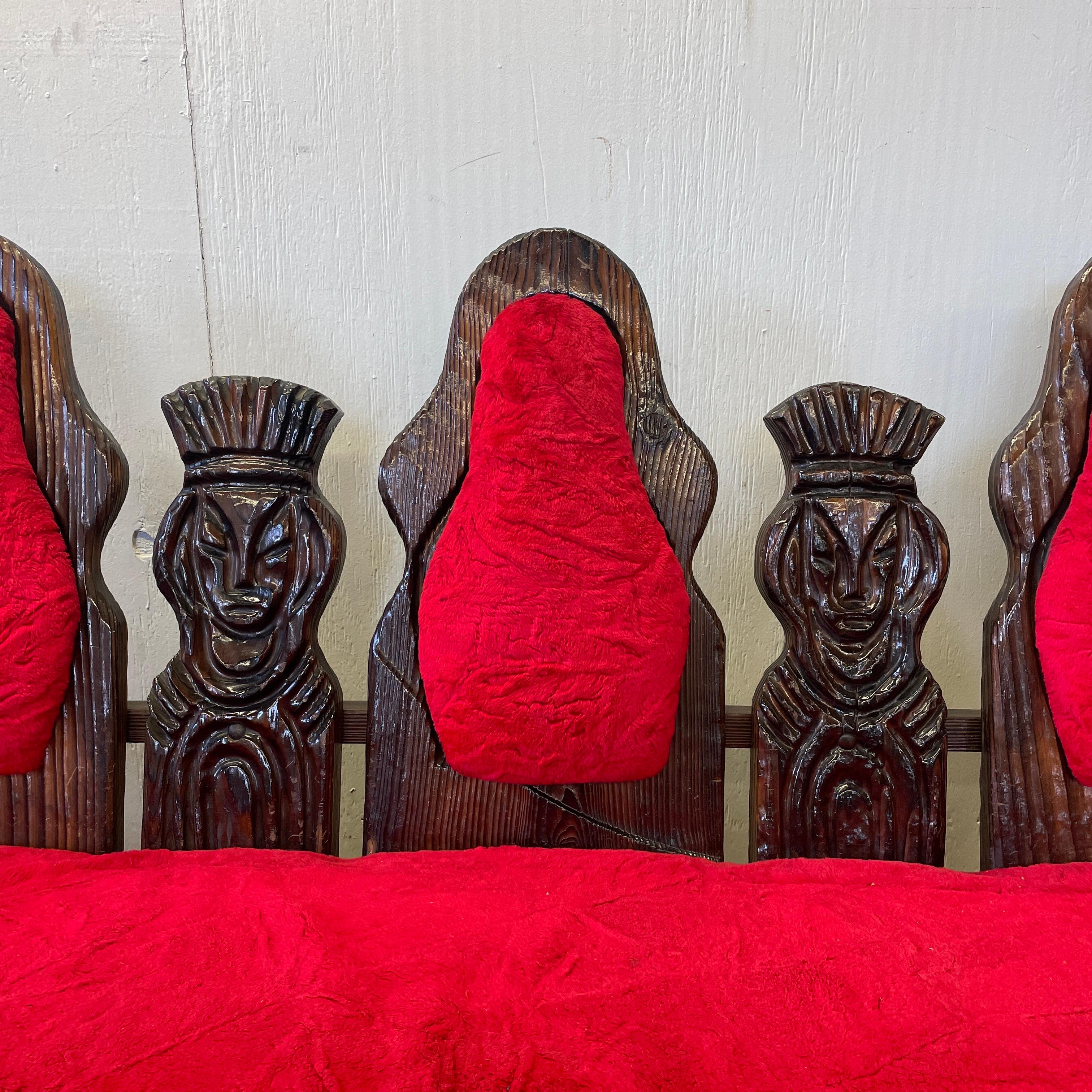 Hand-Carved William Westenhaver for Witco Three Seat Tiki Sofa
