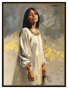 William Whitaker Oil Painting On Board Original Female Portrait Signed Artwork