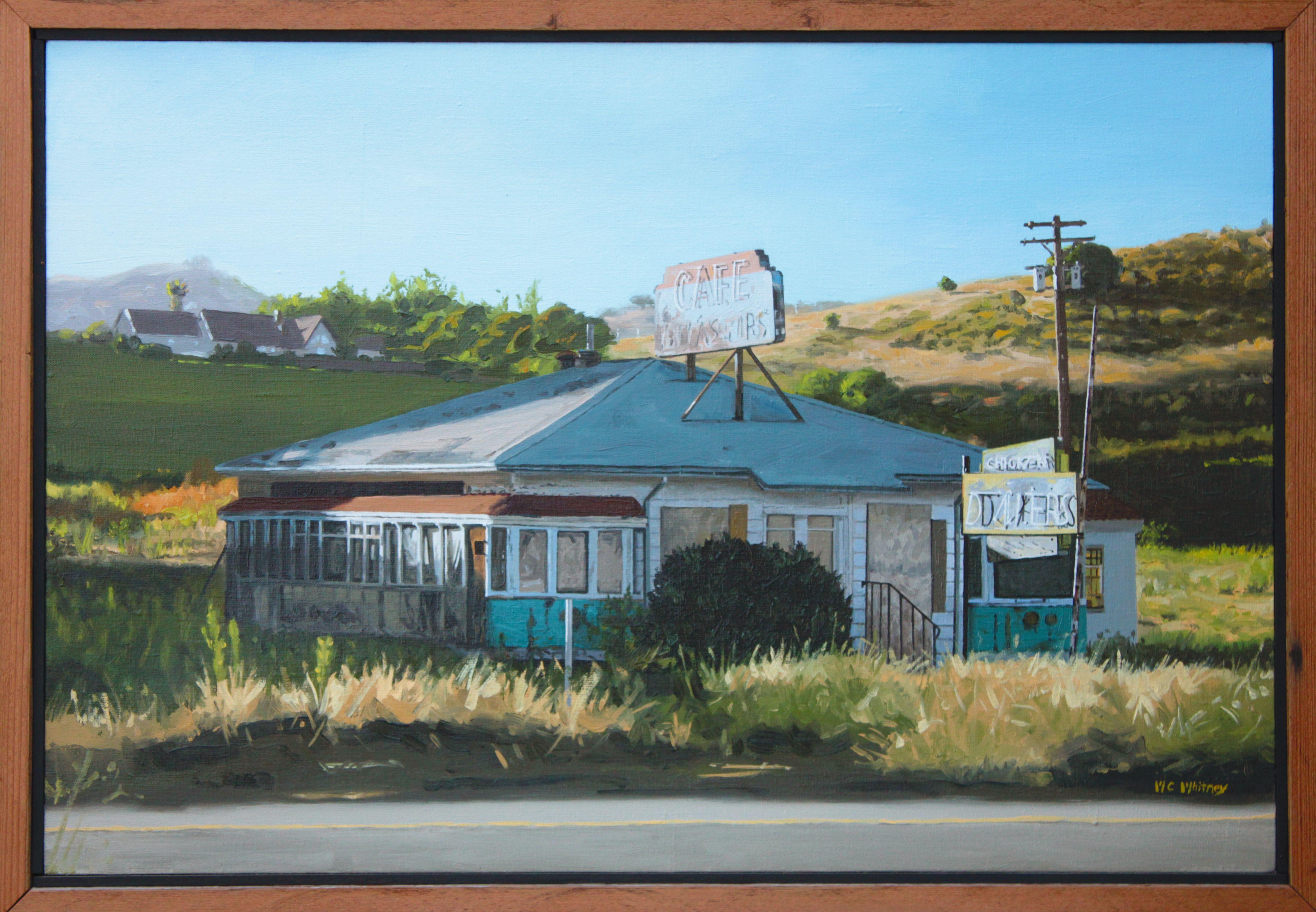 The Dining Car Cafe was built in Buellton, CA in the late 1940's from two San Francisco electric railroad cars. It fell into ruin shortly after the new CA interstate took traffic away from the old Rt 101. It has since been leveled (2012?) ::