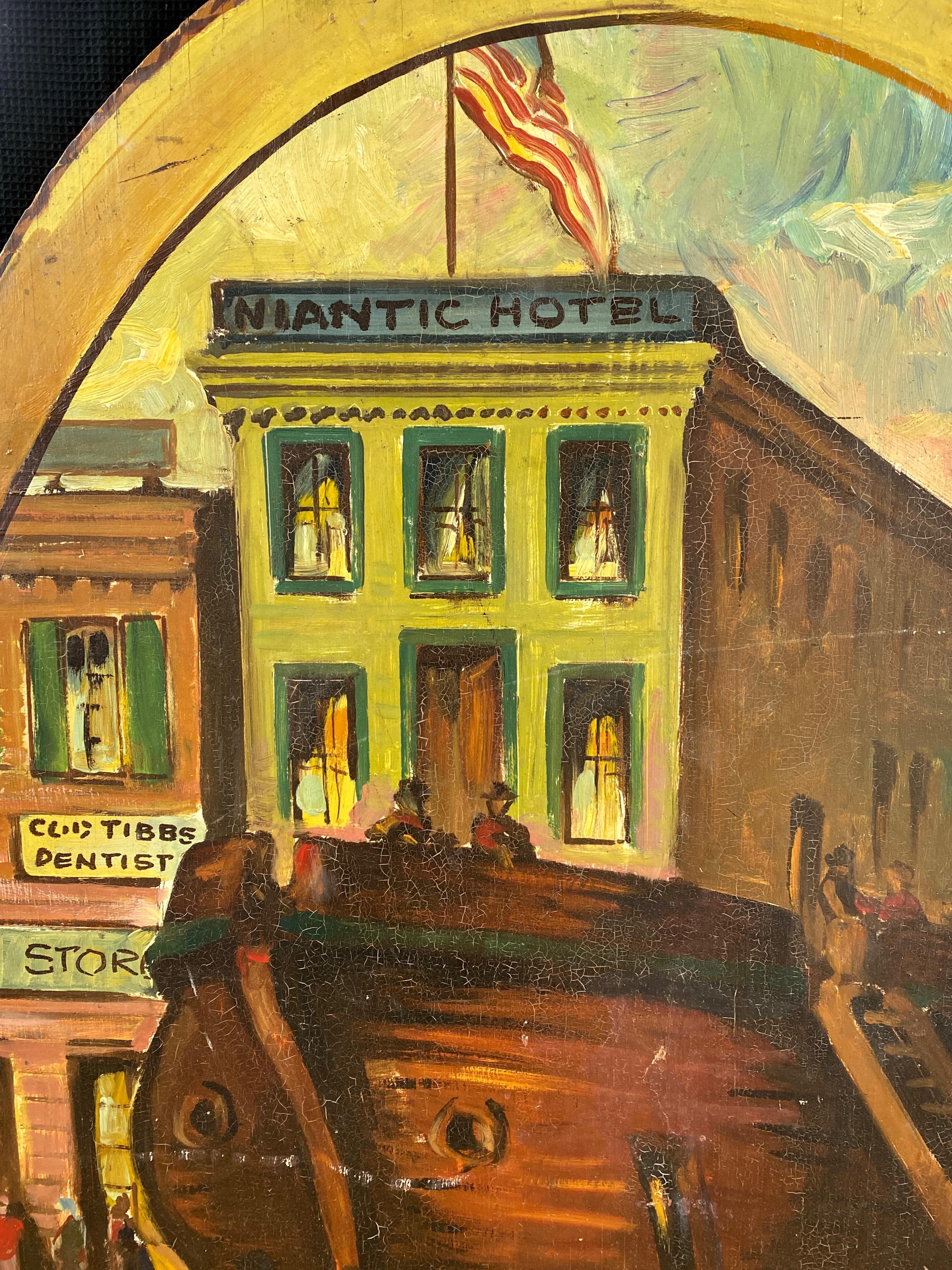 American William Wilke “Niantic Hotel, San Francisco”, Oil Painting on Panel, c. 1930s