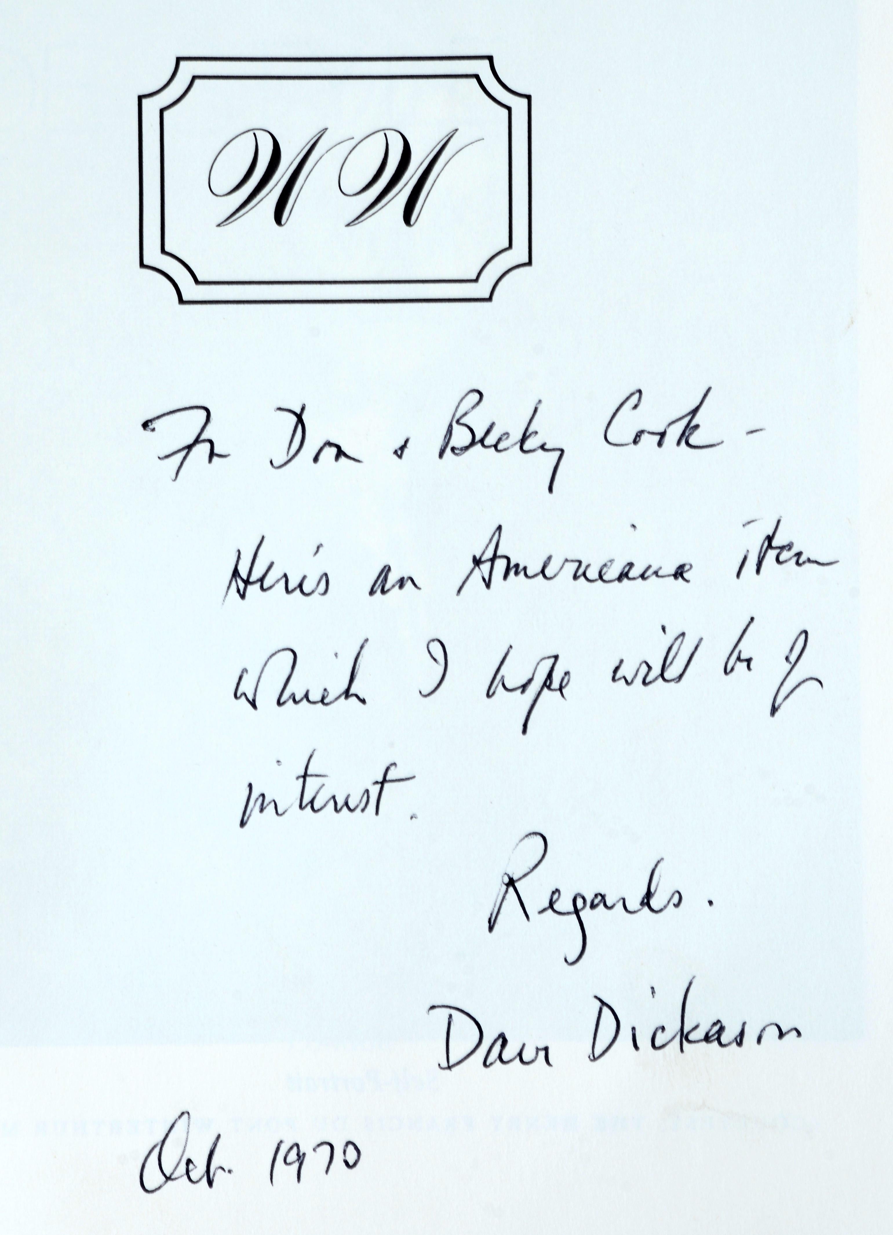 William Williams : Novelist and Painter of Colonial America, 1727-1791 par David Howard Dickason, signé par l'auteur. Publié par Indiana University Press, 1970. 1ère édition à couverture souple. William Williams a été identifié comme le premier