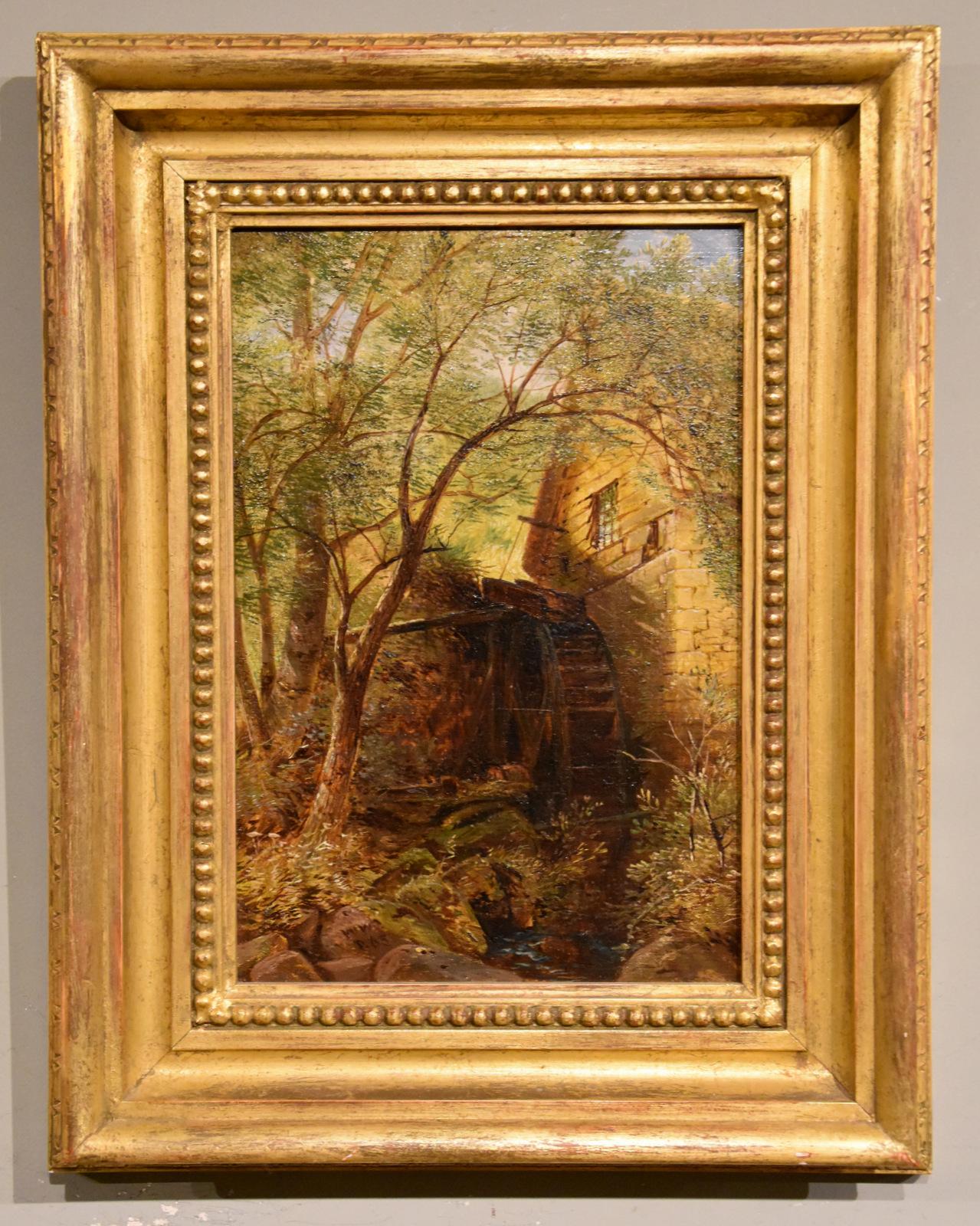 William Williams (painter) Landscape Painting – Ölgemälde von William Williams "Eine Mühle in Devon"