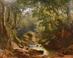 Oil painting by William Williams “On the Erme, Ivy Bridge, Devon”