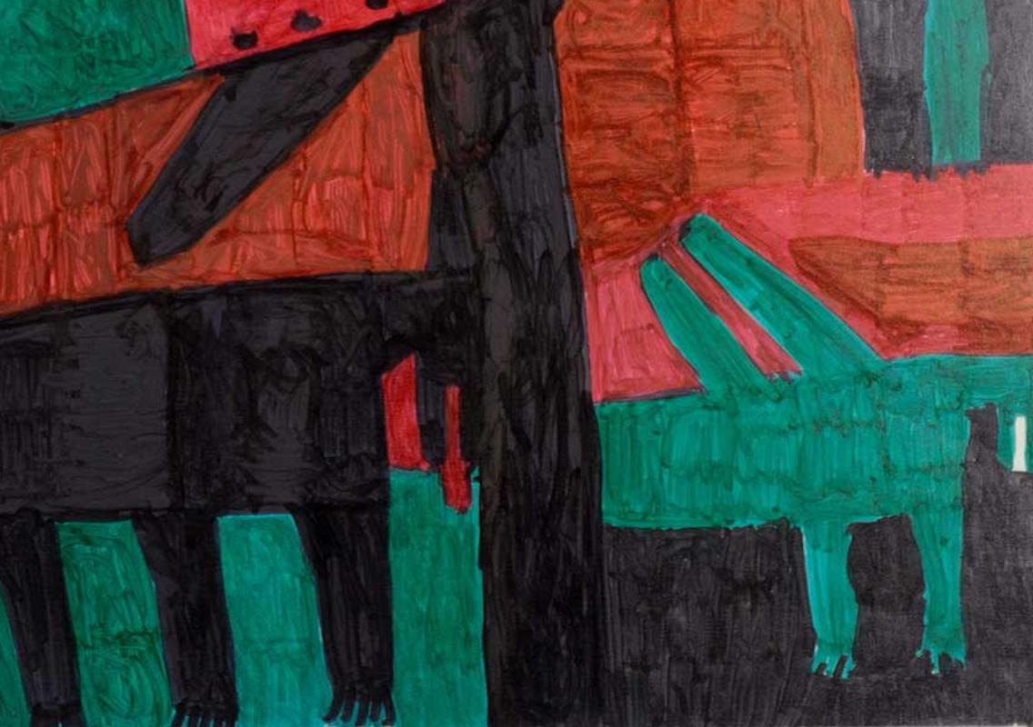 Untitled 5 - Herd Animals - Painting by William 
