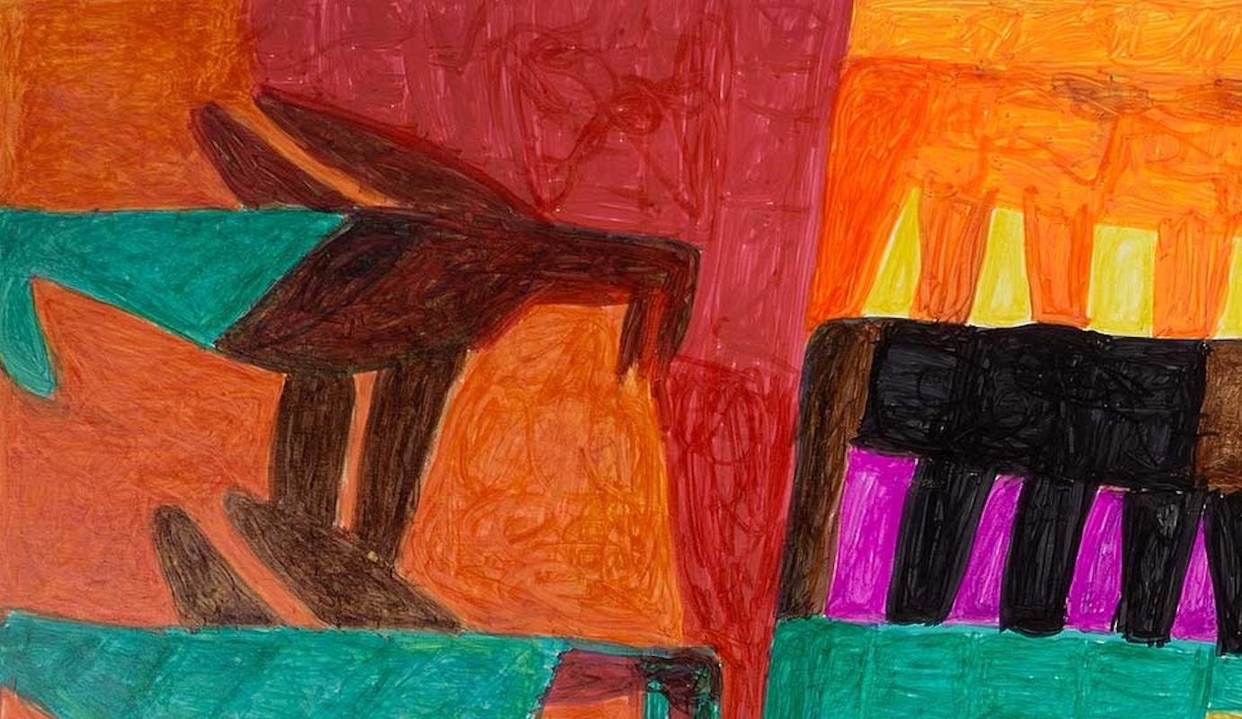 Untitled 6 - Animals in the Light - Outsider Art Painting by William 