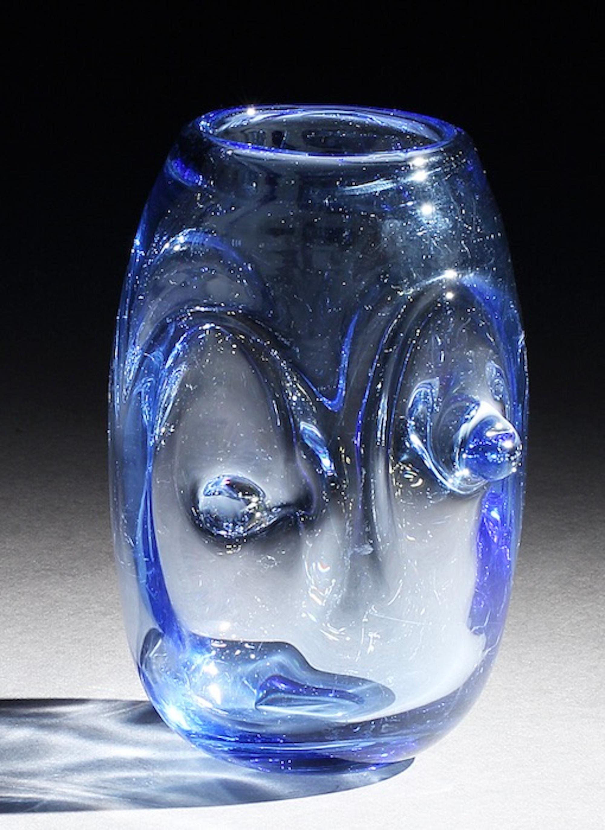 British William Wilson Whitefriars Glass Vases Set 3 Amber Sapphire Seagreen