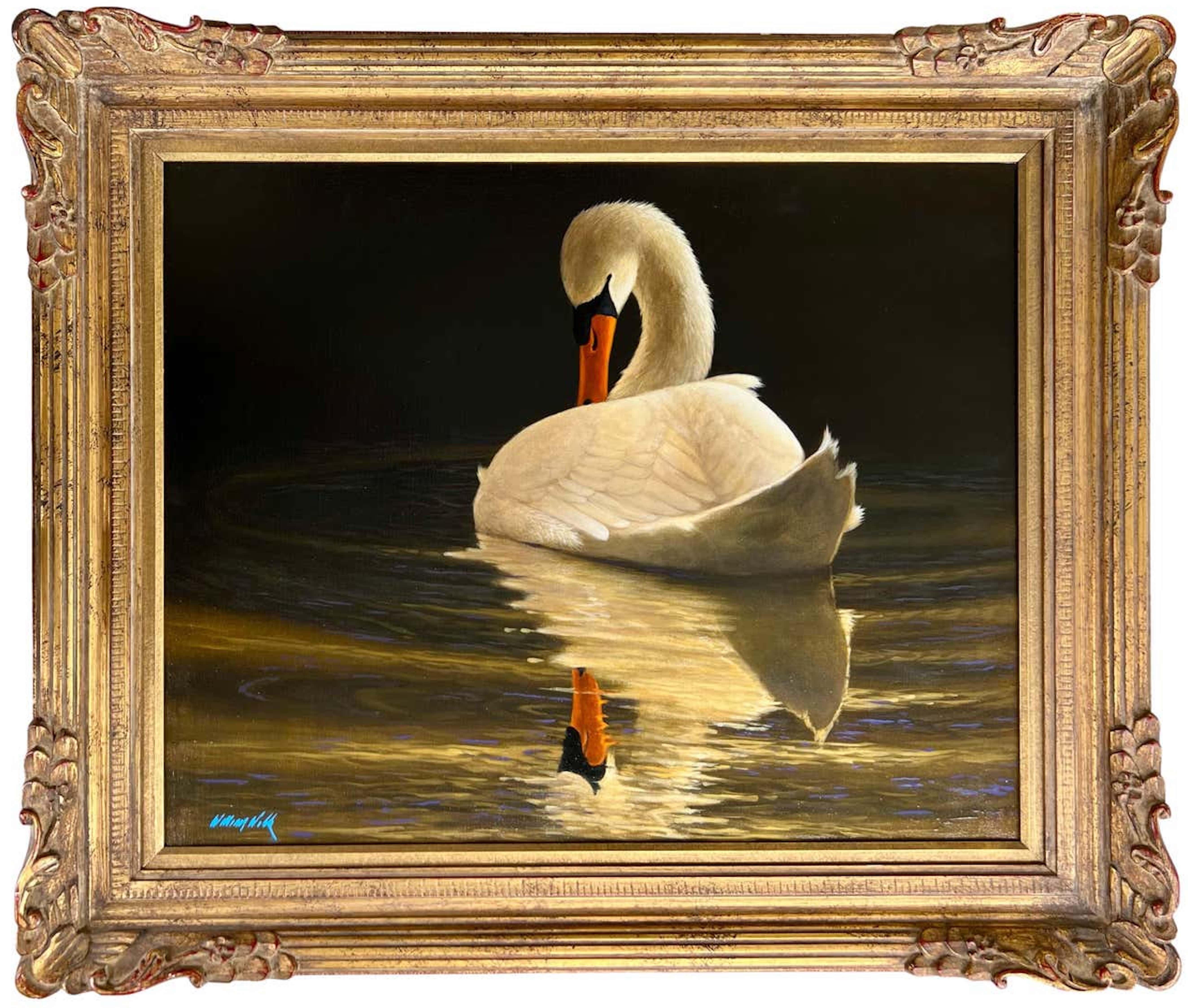 William Wolk Animal Painting - Swan's Reflection
