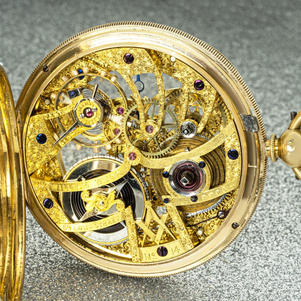 Men's William Wood A Rare Masonic Skeleton Keywind Pocket Watch C1862