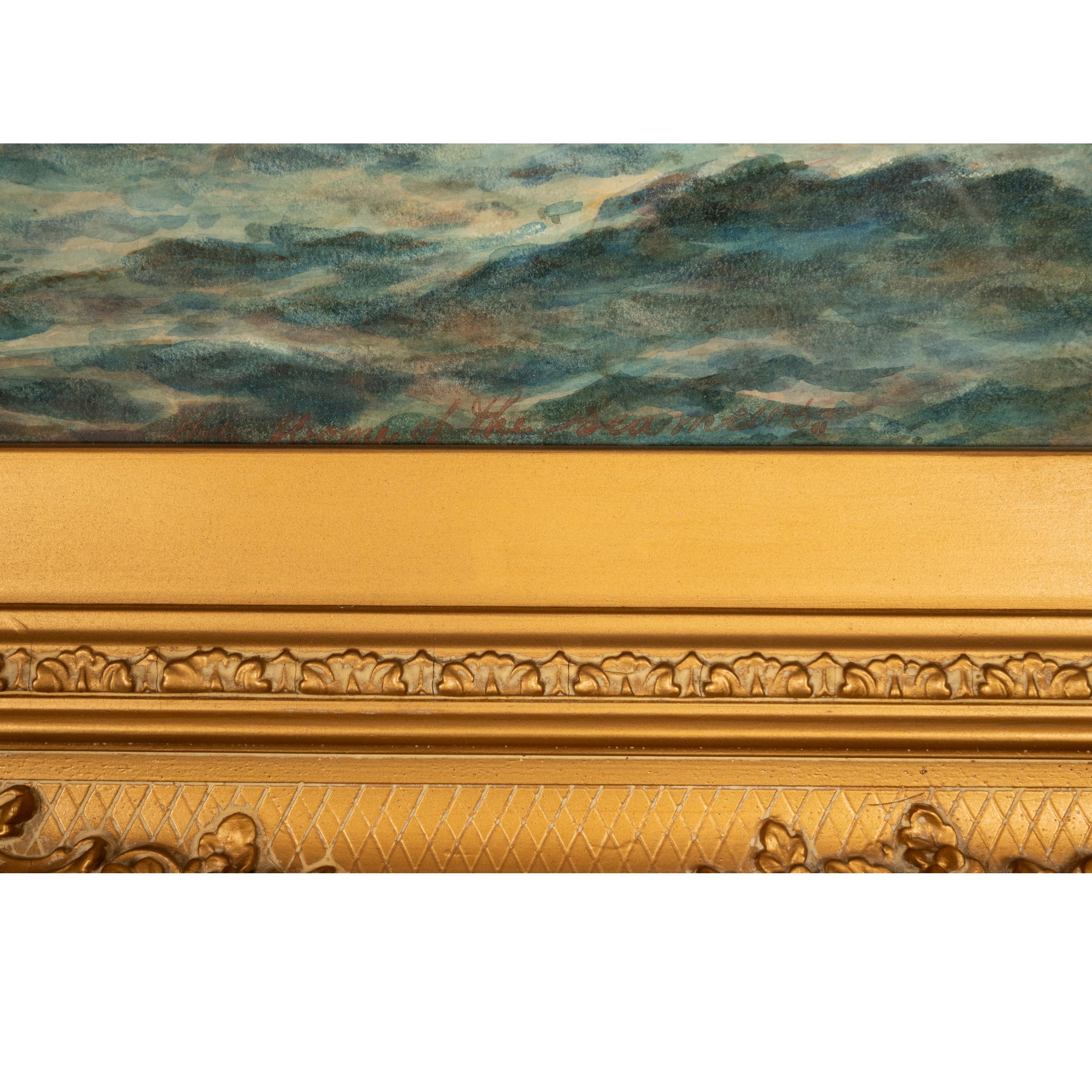 Antique Scottish Edinburgh Watercolor Painting Seascape 
