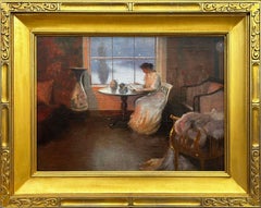 "A Quiet Afternoon" William Worcester Churchill, circa 1900 Domestic Scene