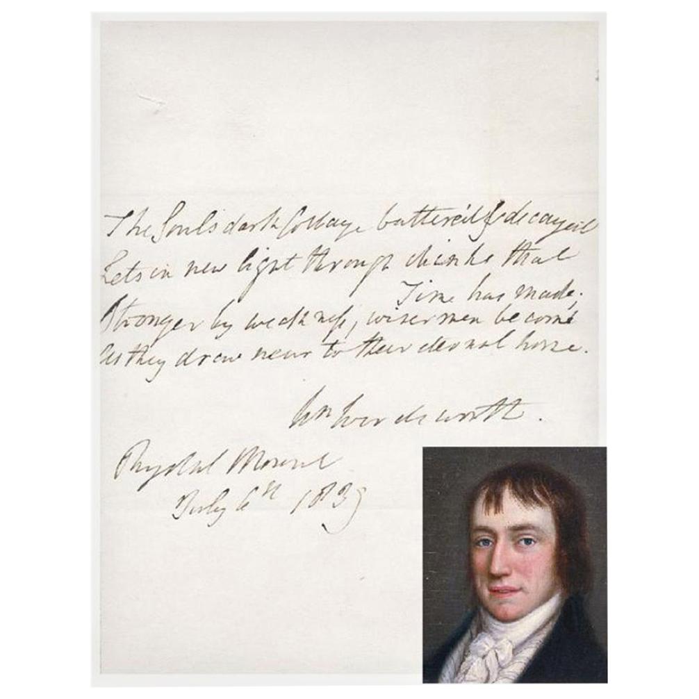 William Wordsworth 19th Century Autographed Poetry Quotation on Paper