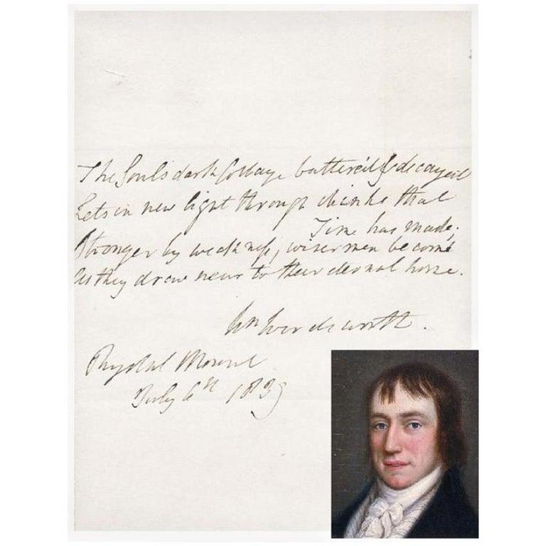 British William Wordsworth 19th Century Autographed Poetry Quotation on Paper