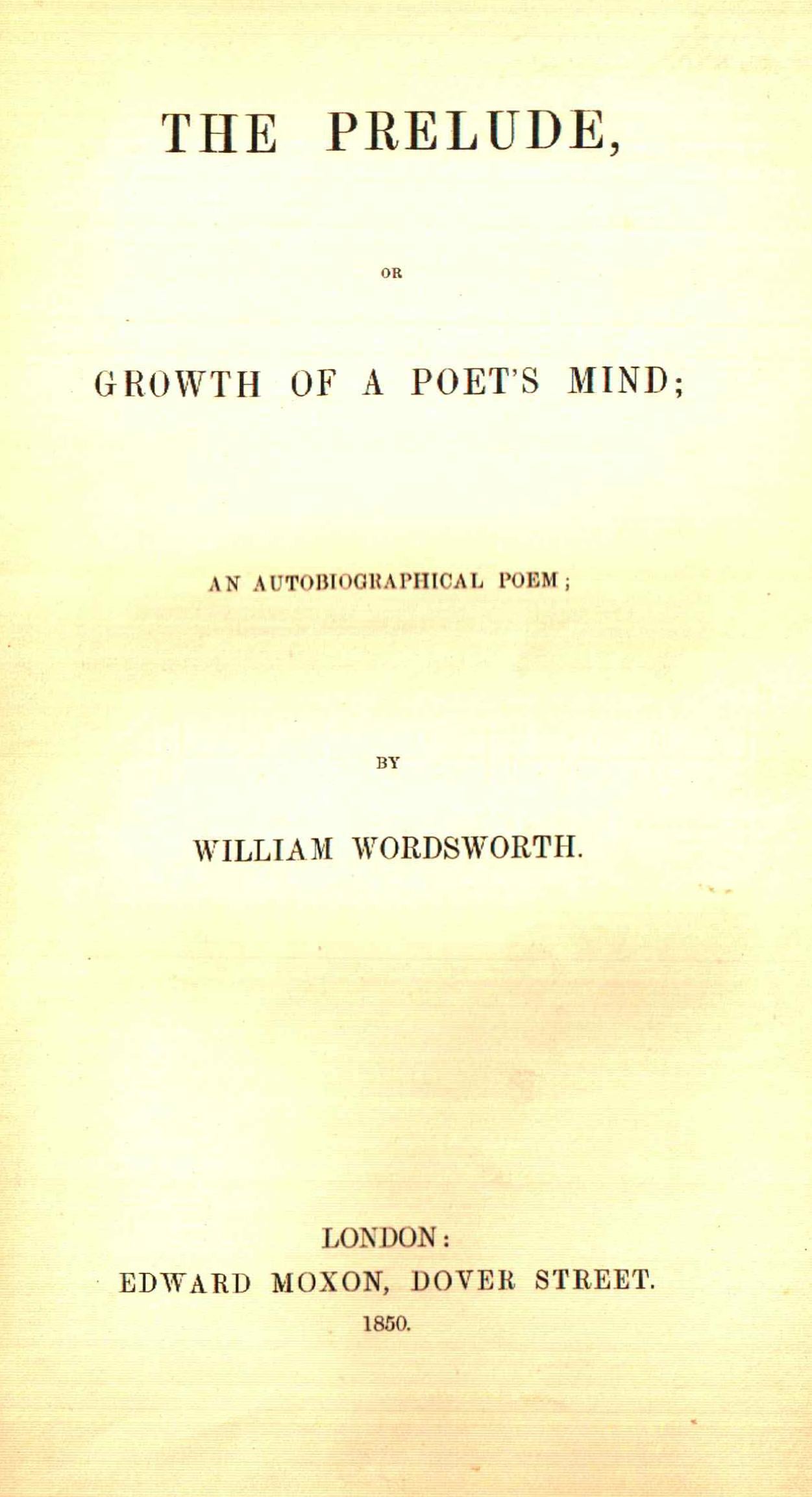 Victorian William Wordsworth's The Prelude, First Edition 1850 For Sale