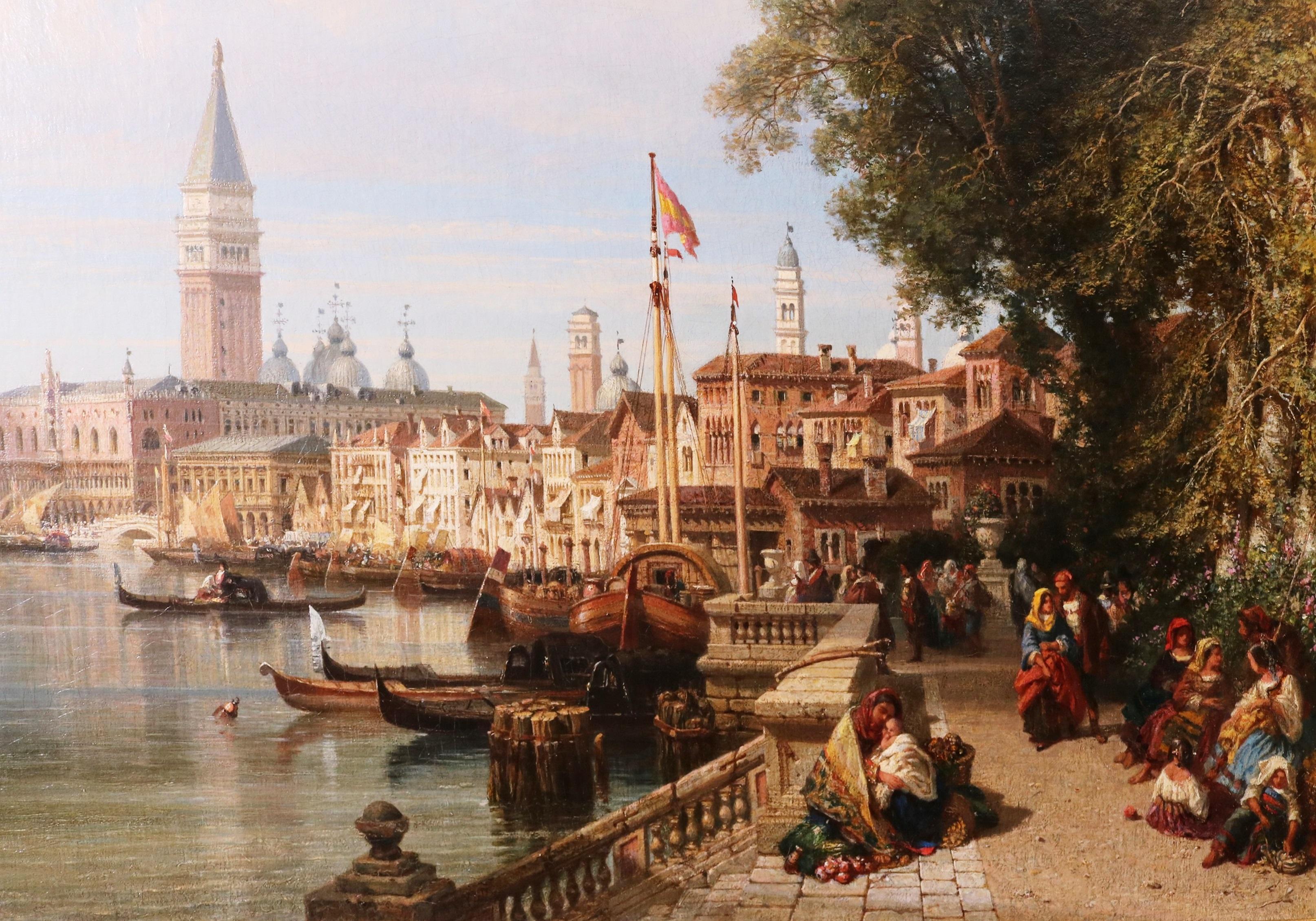 The Waterfront, Venice - Large 19th Century Venetian Oil Painting of Grand Canal 2