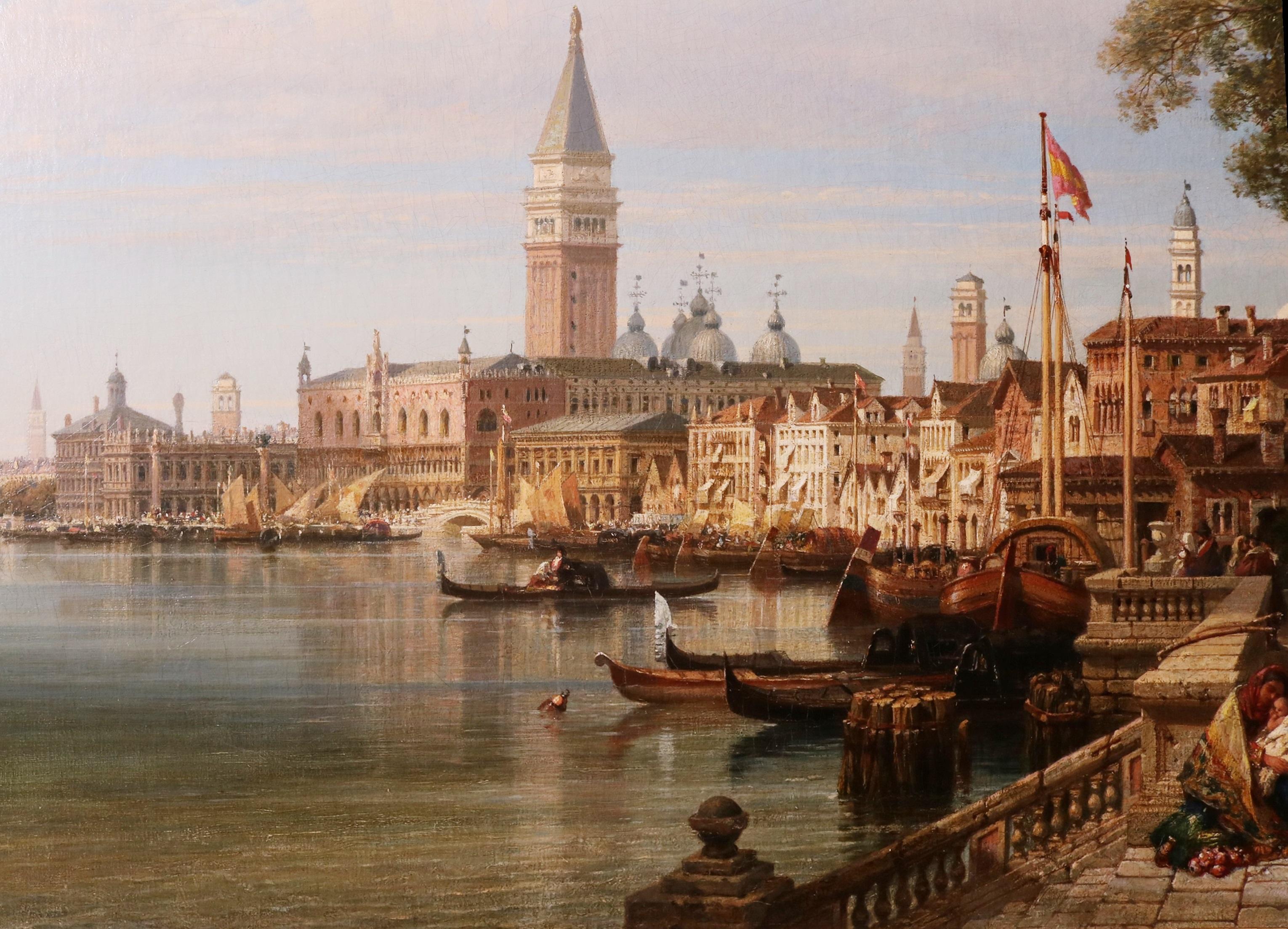 The Waterfront, Venice - Large 19th Century Venetian Oil Painting of Grand Canal 3