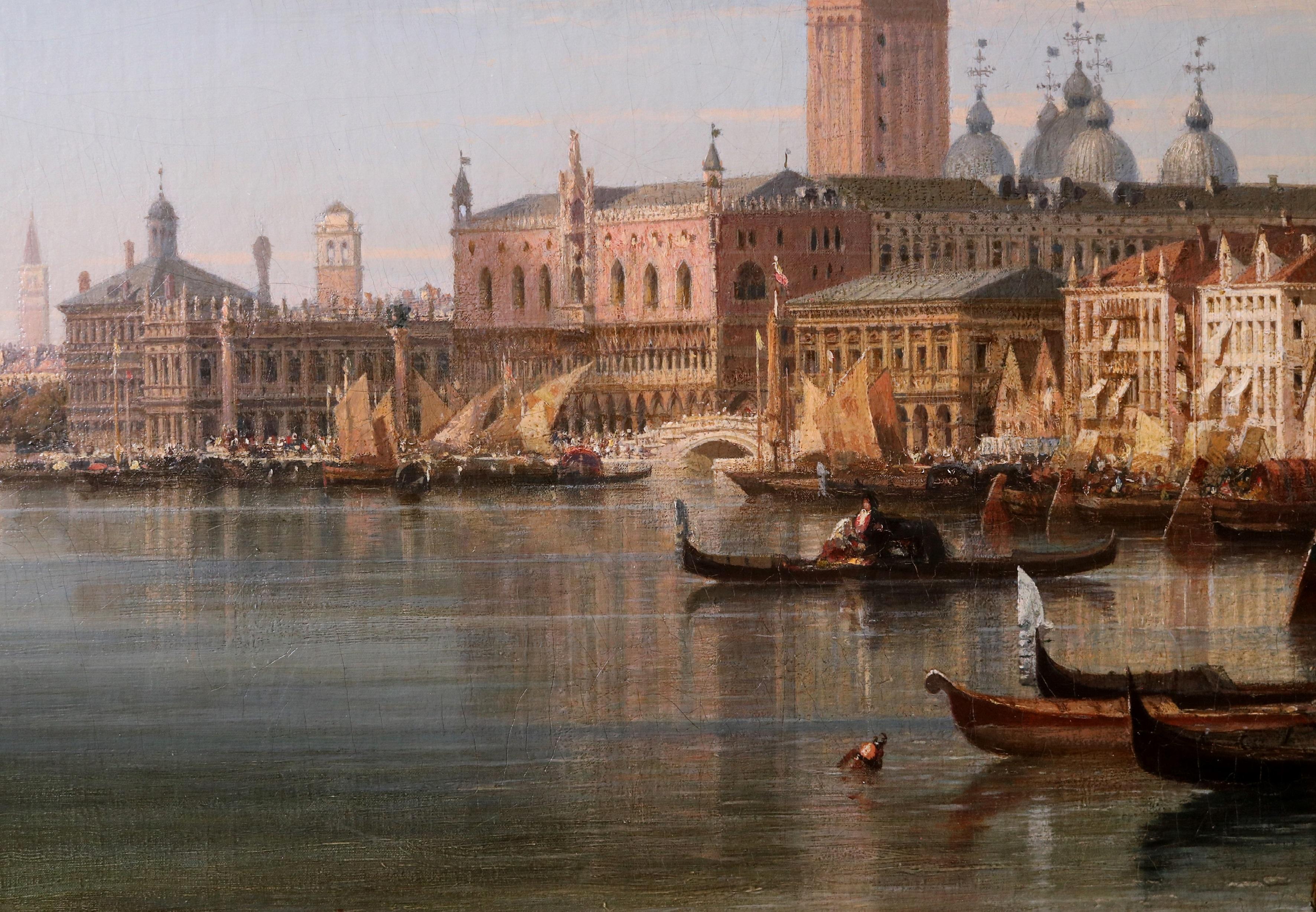 The Waterfront, Venice - Large 19th Century Venetian Oil Painting of Grand Canal 4
