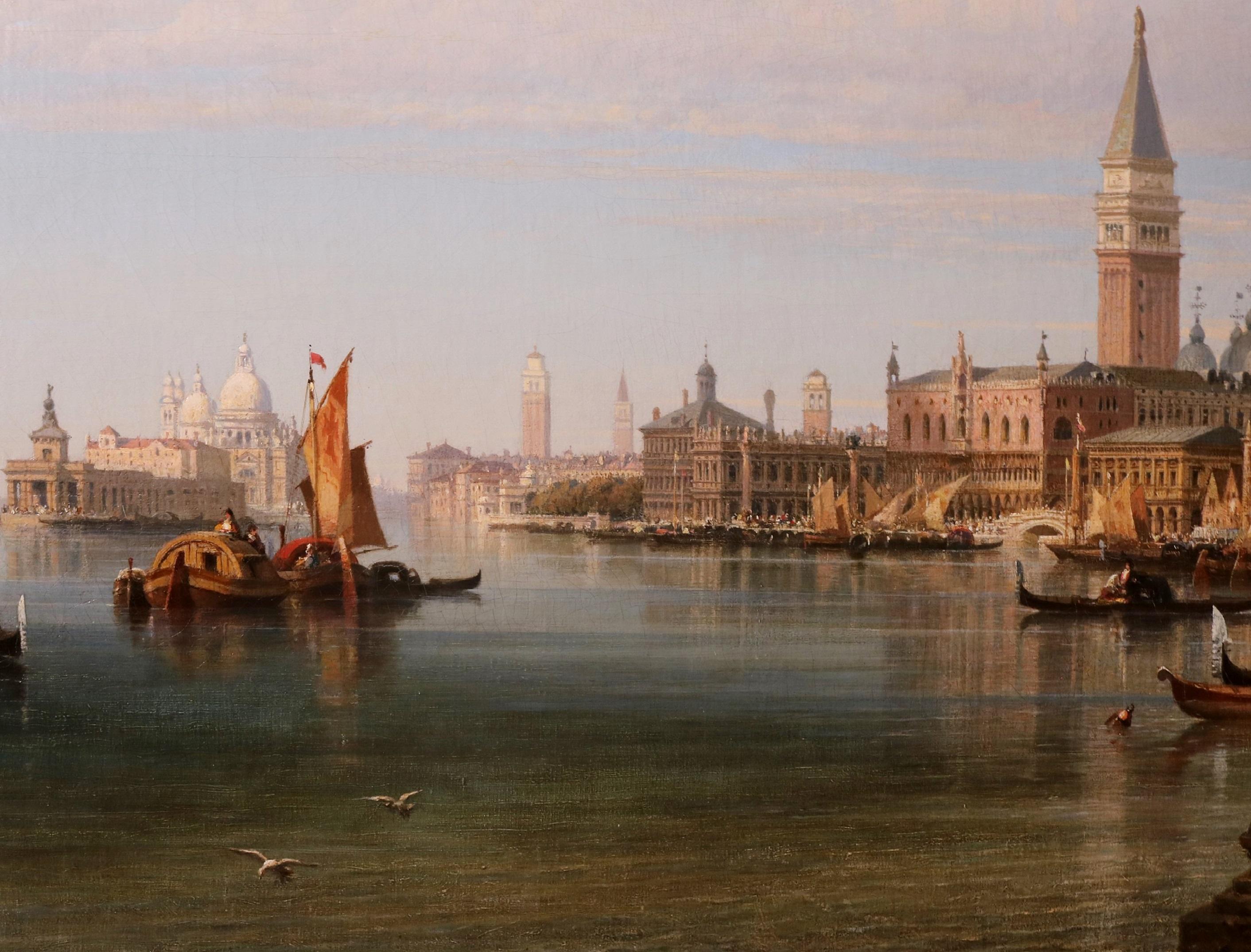The Waterfront, Venice - Large 19th Century Venetian Oil Painting of Grand Canal 5