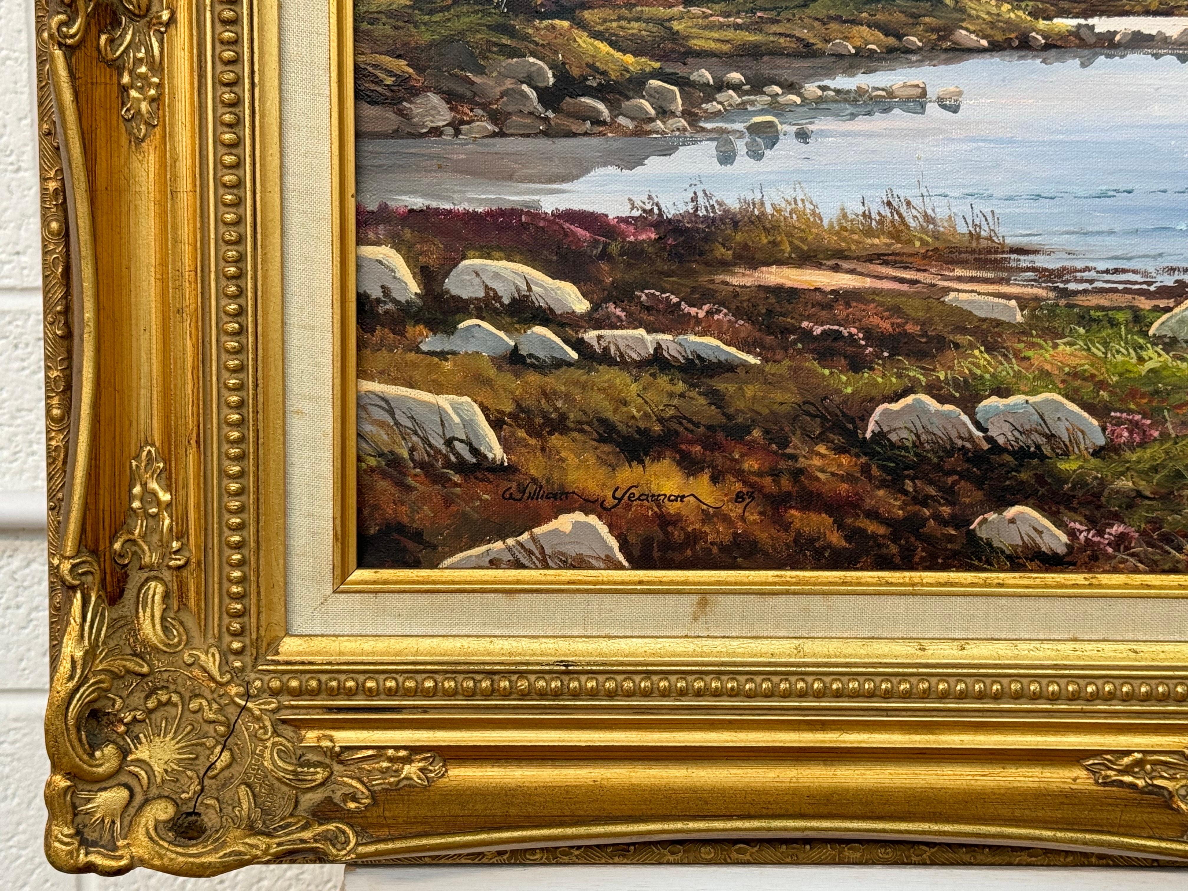 Una tranquila escena de lago de montaña con luz, color y belleza natural intensos - Painting Realista de William Yeaman
