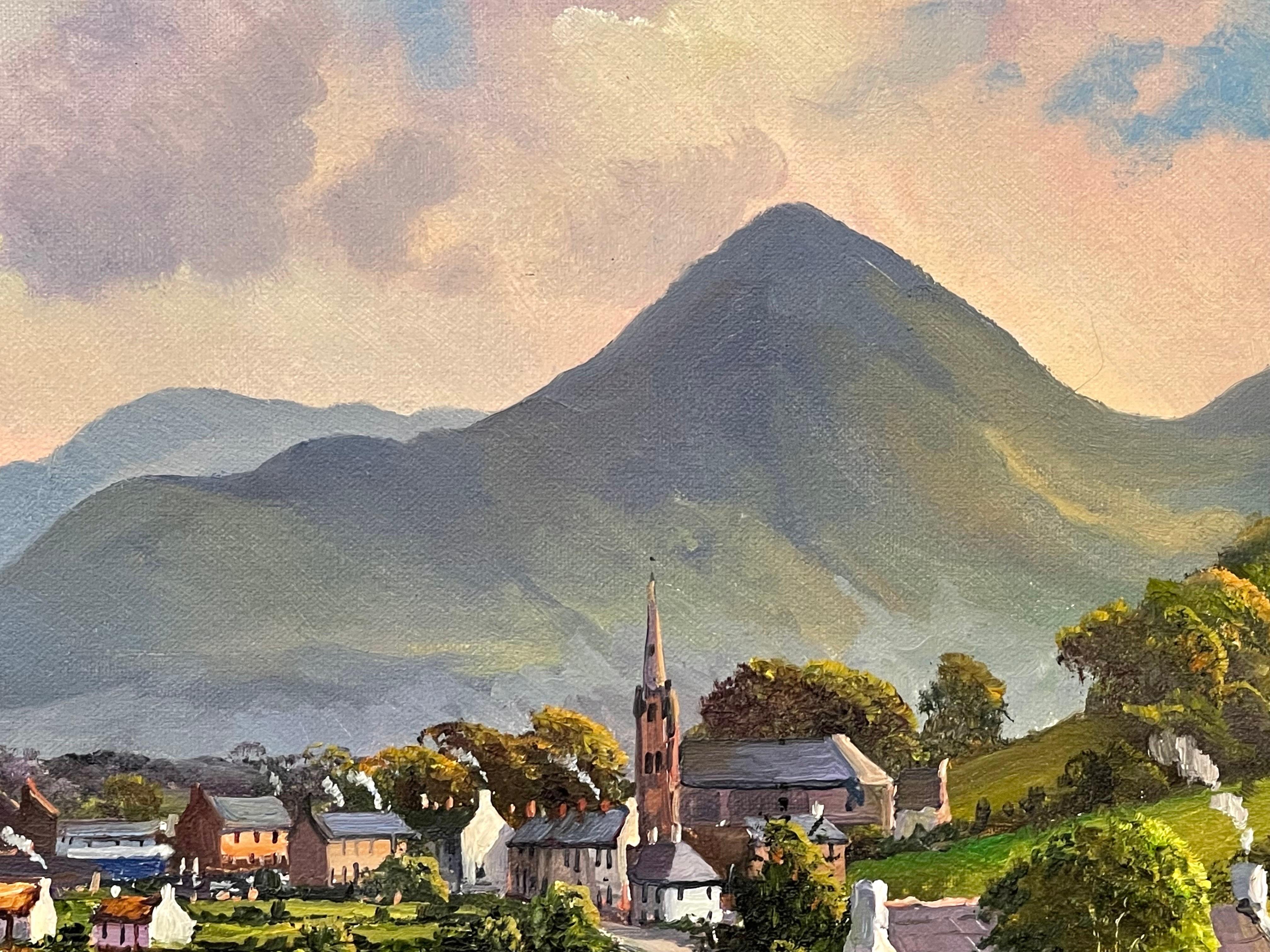 Figures on the road to Dundrum Ireland in the Irish Mountain Landscape For Sale 2