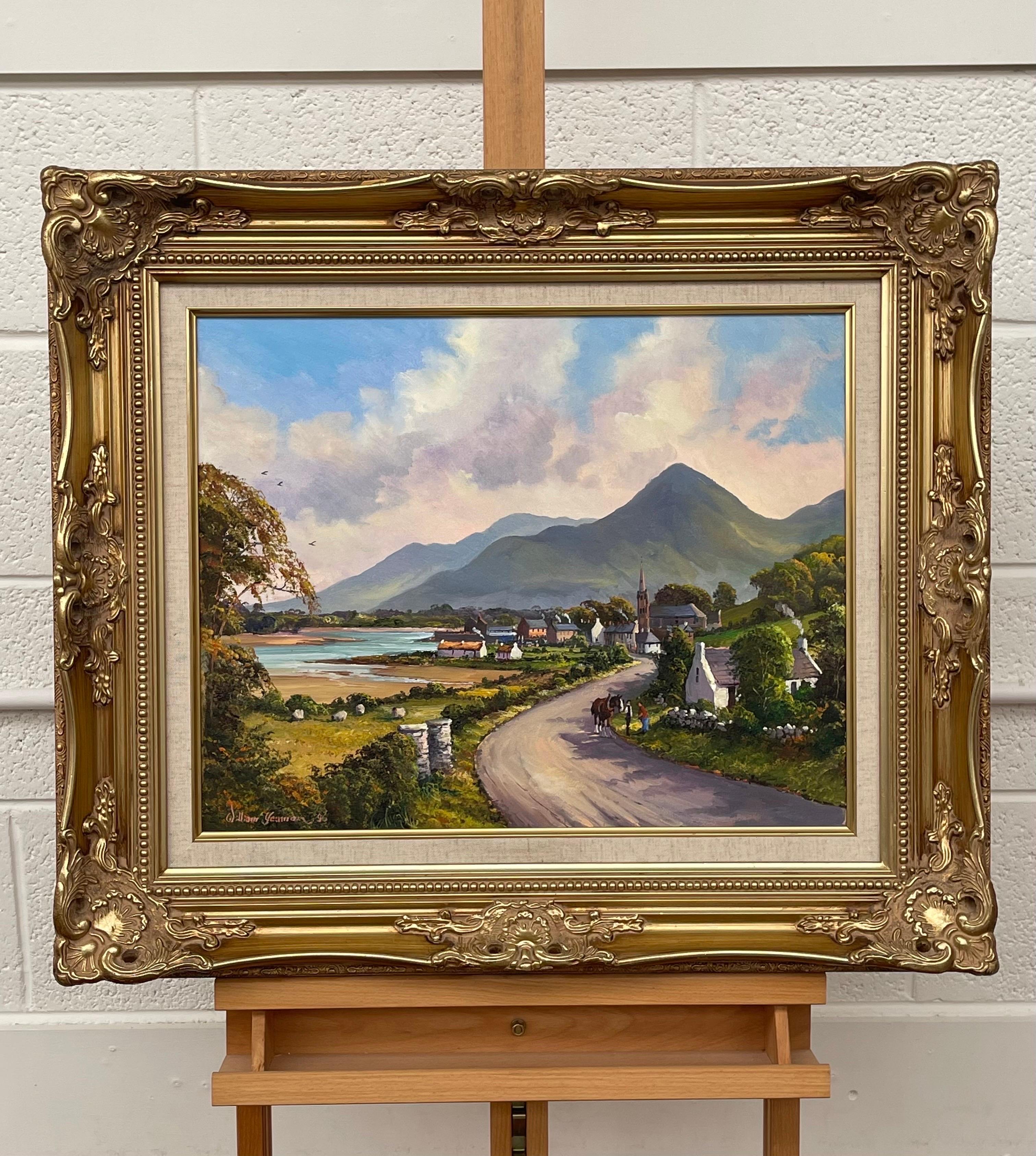 Figures on the road to Dundrum Ireland in the Irish Mountain Landscape For Sale 6