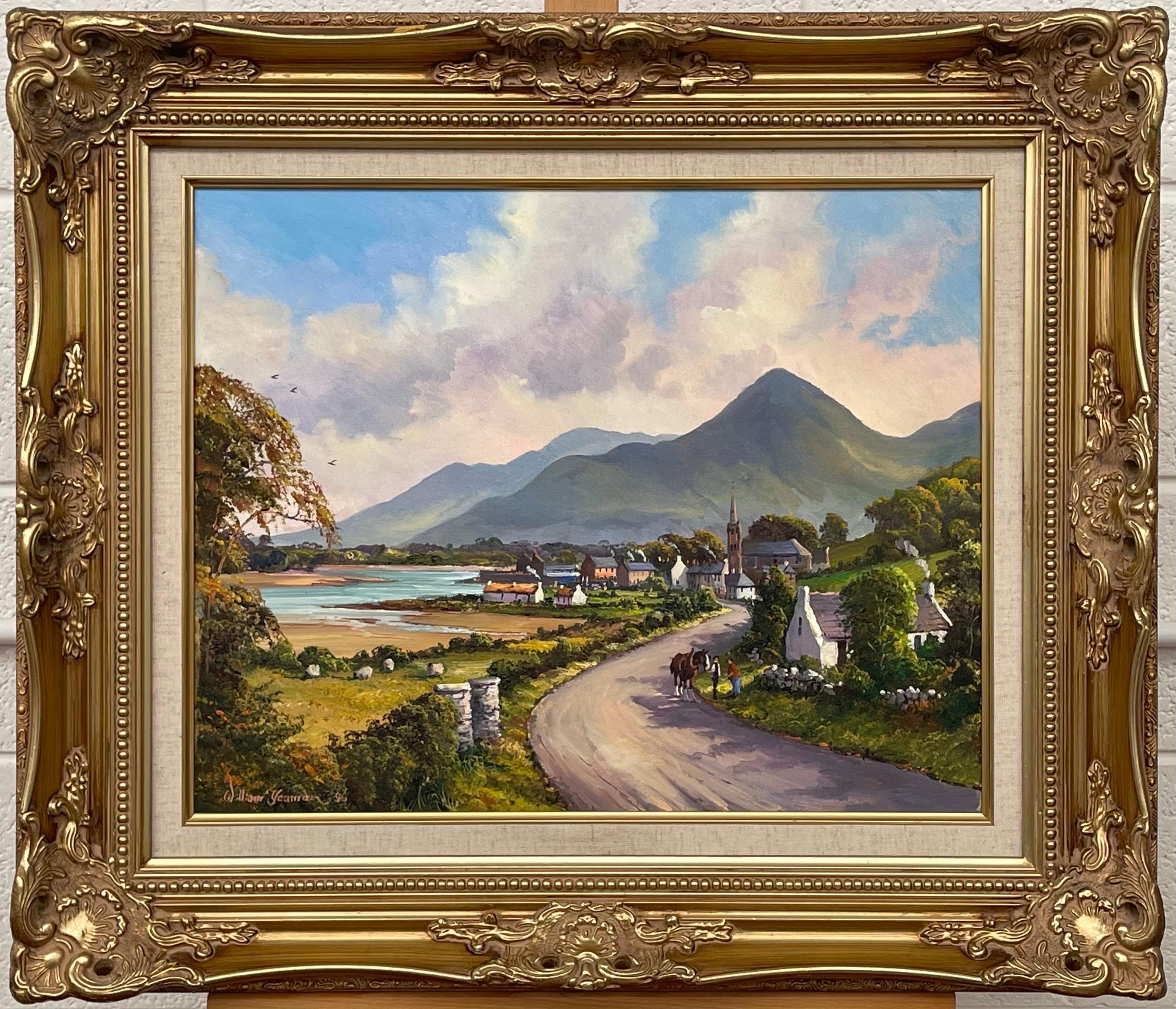 William Yeaman Figurative Painting - Figures on the road to Dundrum Ireland in the Irish Mountain Landscape