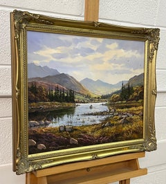 Rowing on a Lake in the Irish Mountain Landscape with Lush Green Trees Ireland