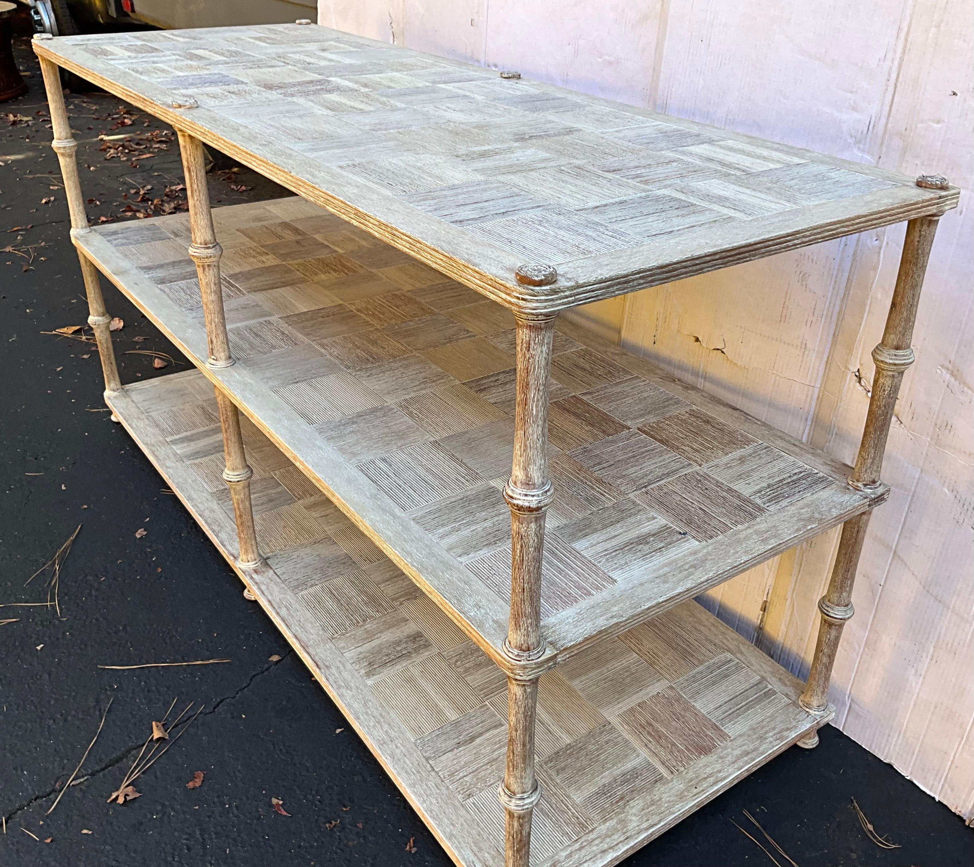 20th Century William Yeoward Cerused Gustavian Style White Washed Console Table / Etagere