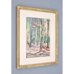William Zorach Peinture à l'aquarelle, paysage forestier