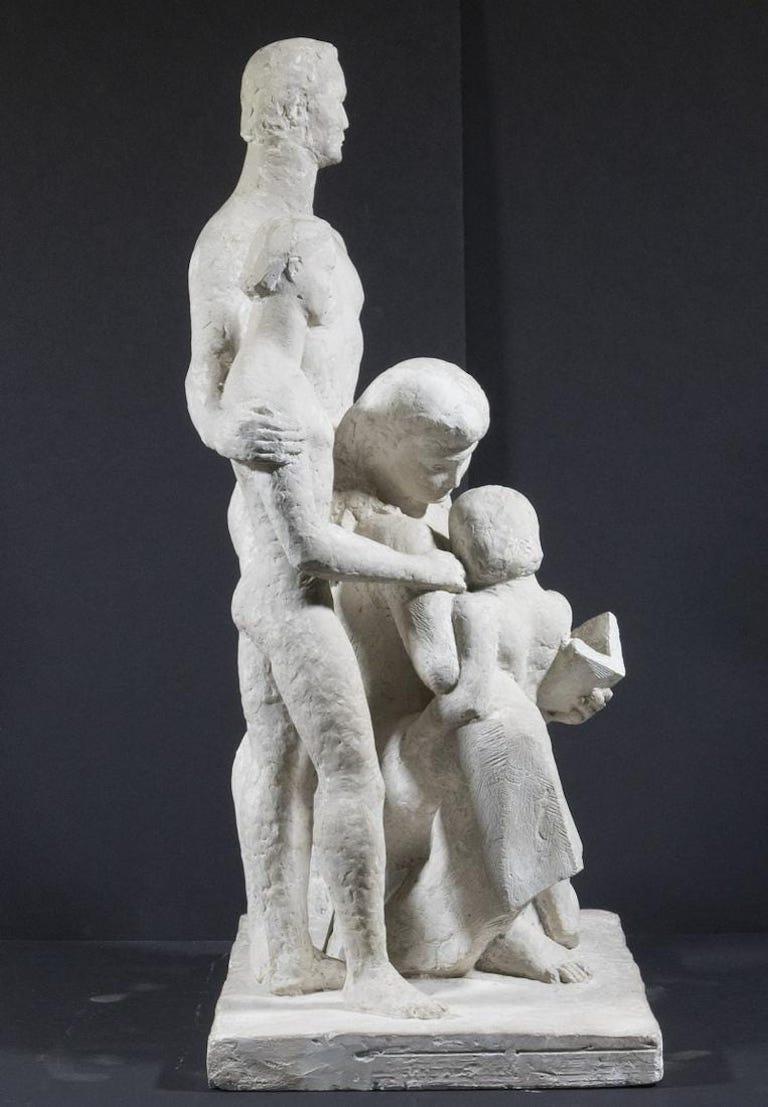 „Pioneer-Familie“ WPA Amerikanischer Modernismus Gips Maquette Realismus 20. Jahrhundert (Schwarz), Figurative Sculpture, von William Zorach