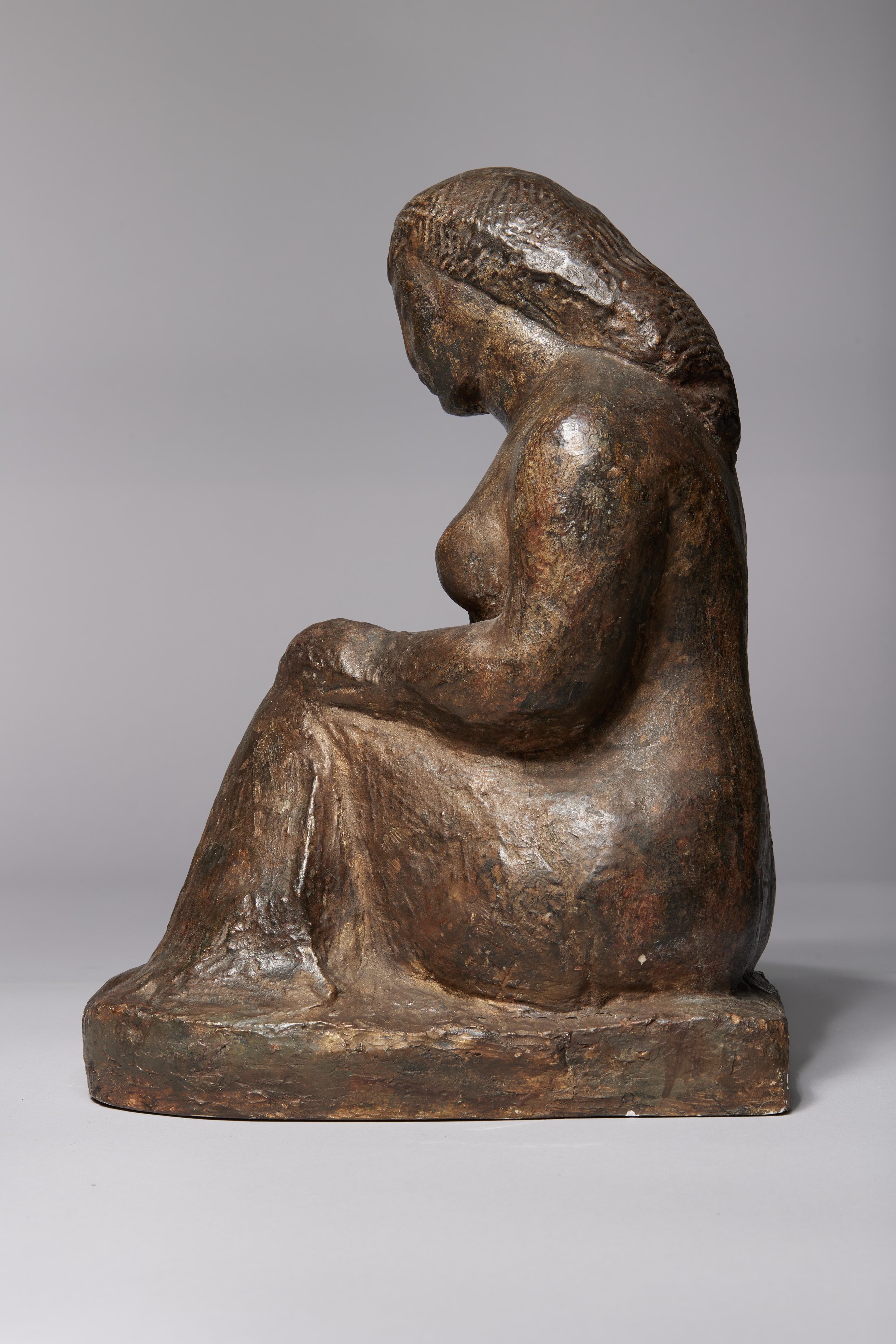 William Zorach (American, 1887-1966)
Seated Woman
Painted plaster
Inscribed underside 