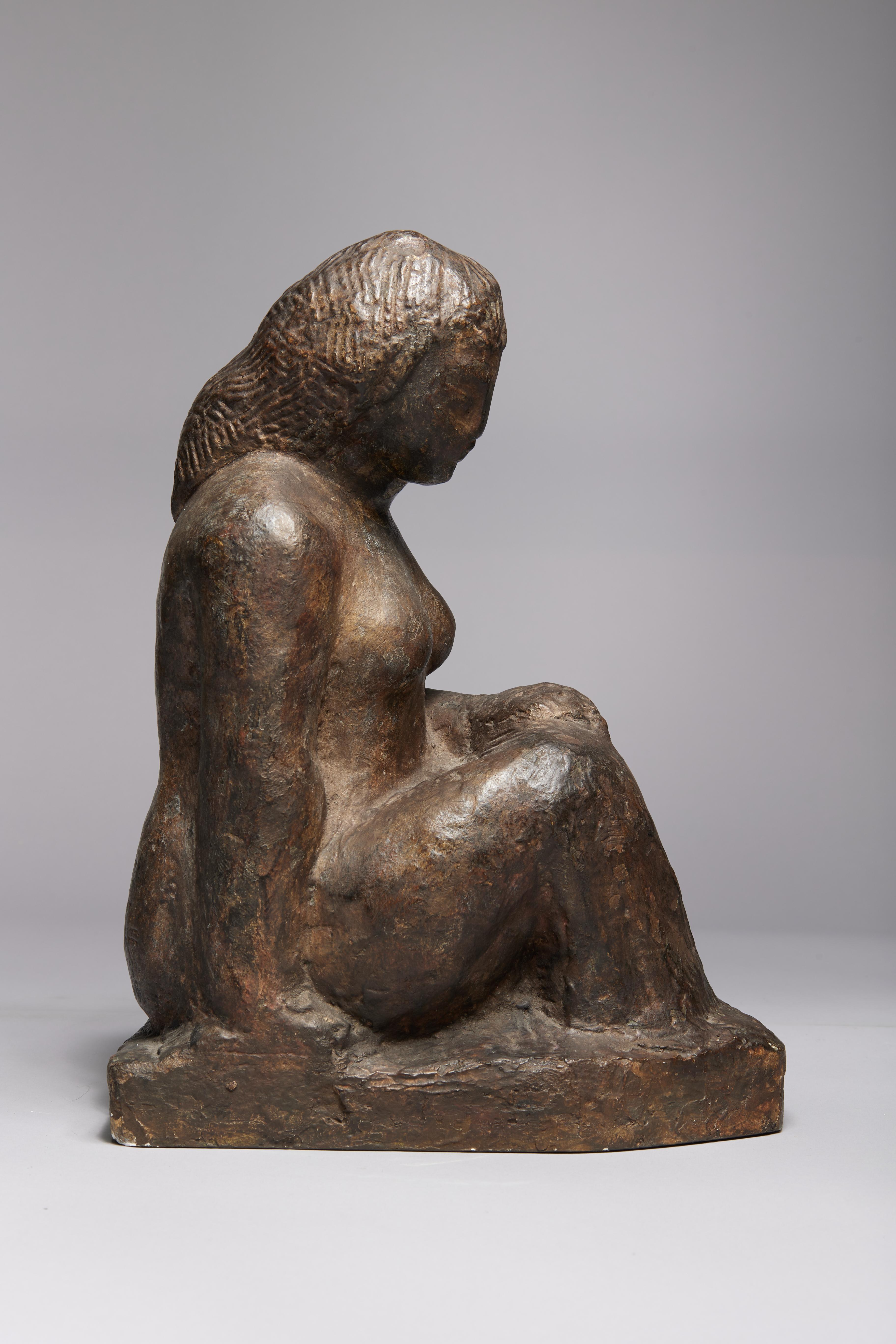 Seated Nude Woman Sculpture, Early 20th Century For Sale 1