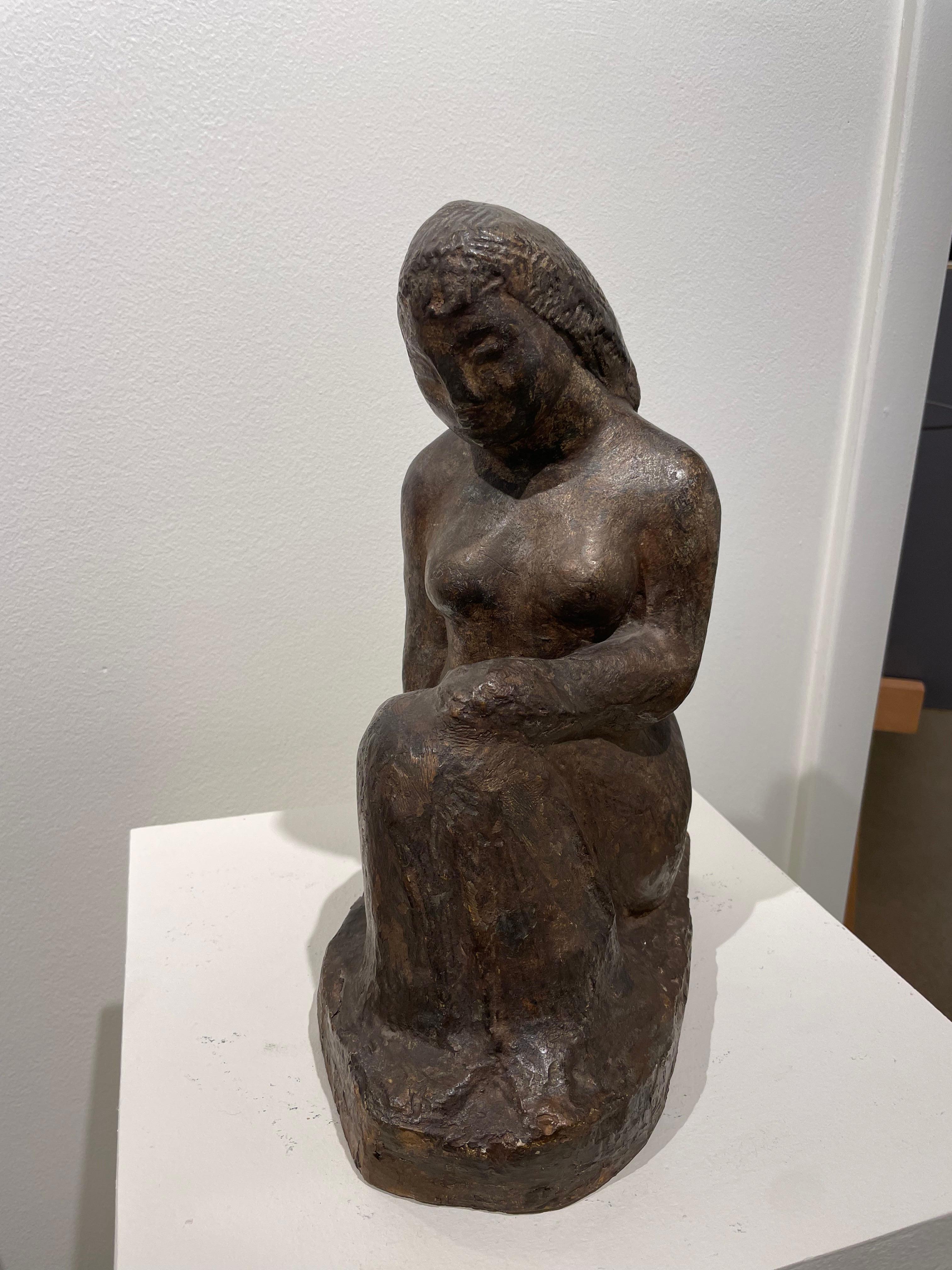 Seated Nude Woman Sculpture, Early 20th Century For Sale 4