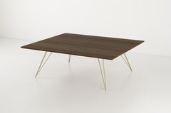 Williams Hairpin Coffee Square Table Walnut Brassy Gold
