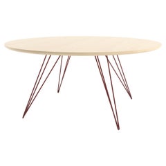 Table basse en épingle à cheveux Williams, érable ovale rouge sang