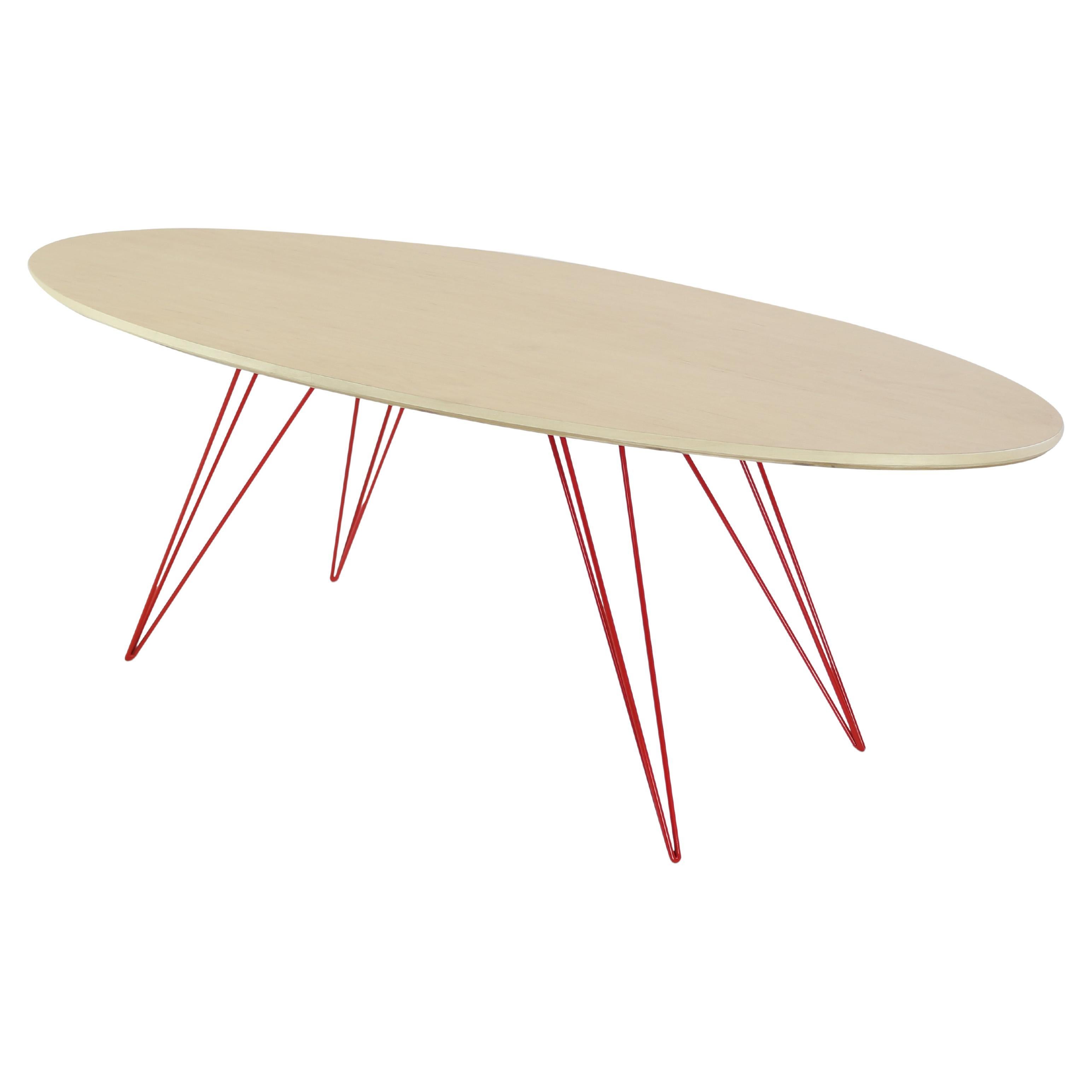 Williams Hairpin Coffee Table Oval Maple Red For Sale