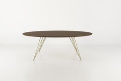 Williams Hairpin Coffee Table Oval Walnut Brassy Gold