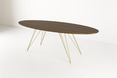 Williams Hairpin Coffee Table Oval Walnut Brassy Gold