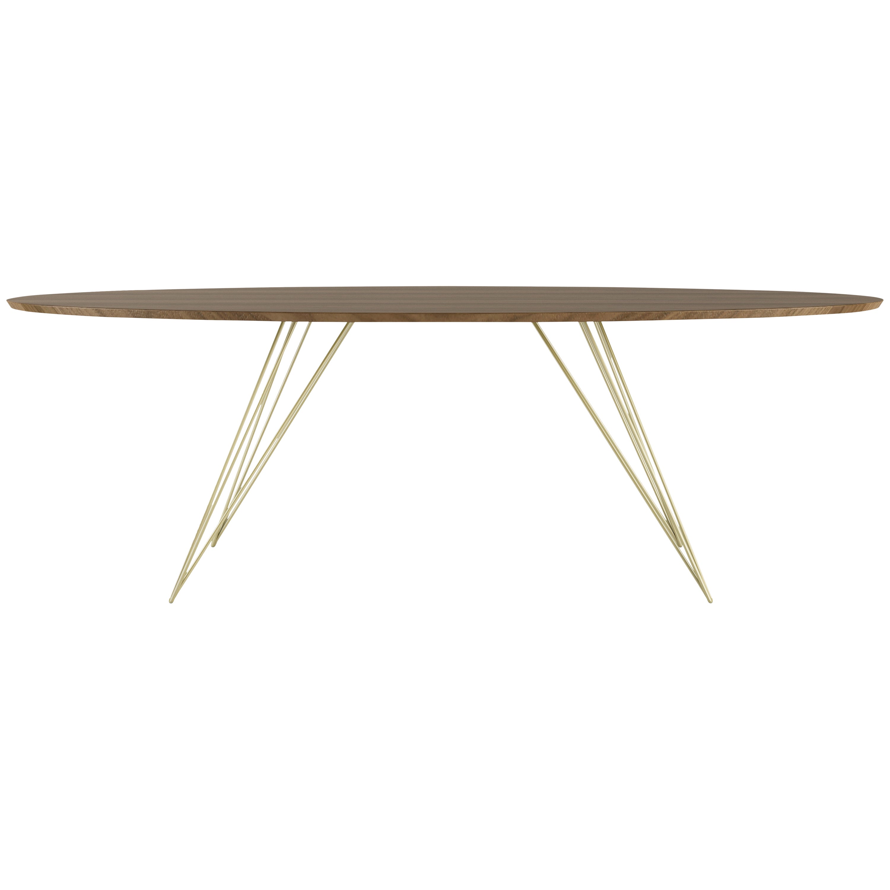 Tavolino Hairpin William Williams Ovale Noce Ottone Oro