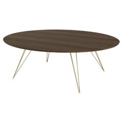 Williams Hairpin Coffee Table Oval Walnut Brassy Gold