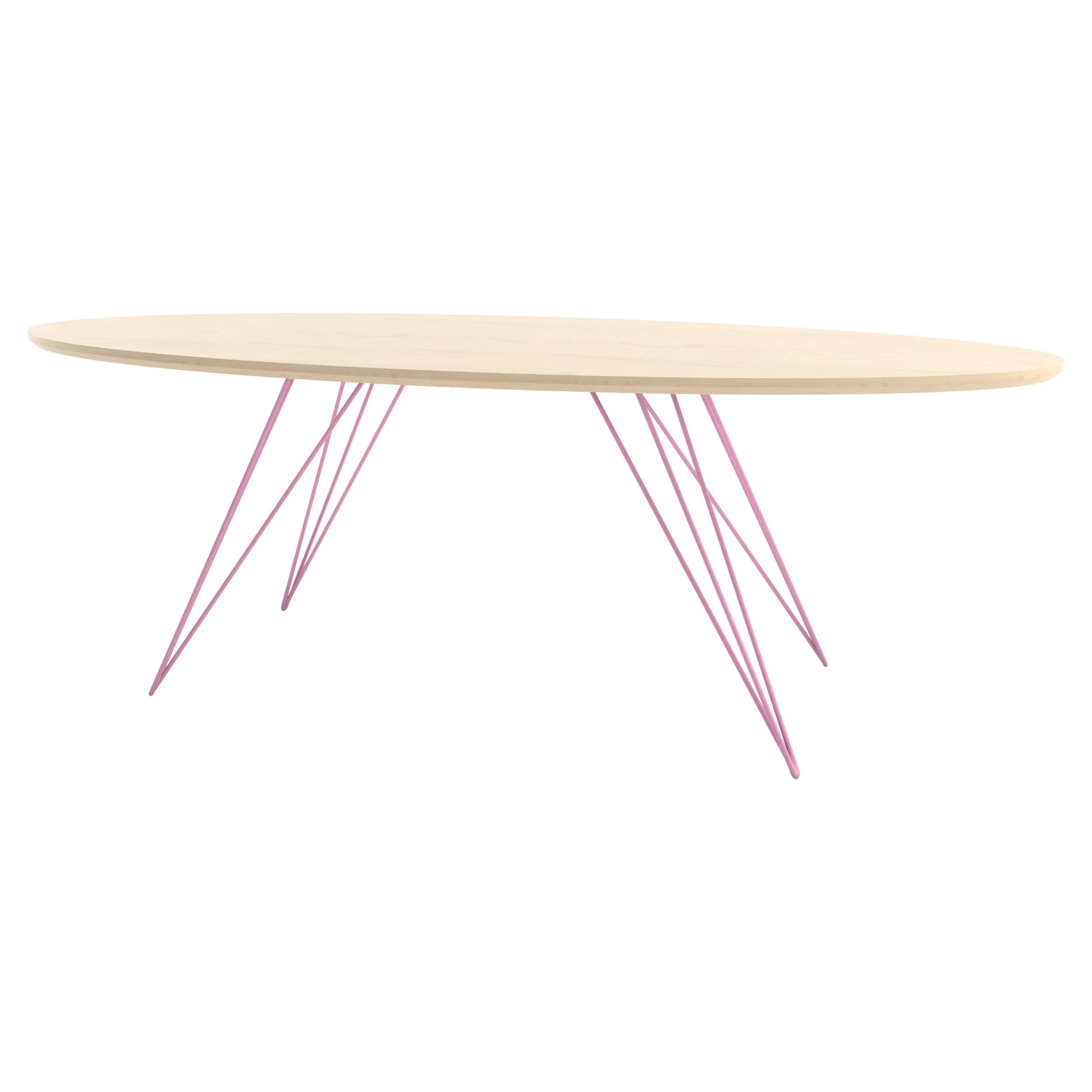 Williams Hairpin Coffee Table Oval Walnut Maple Pink For Sale