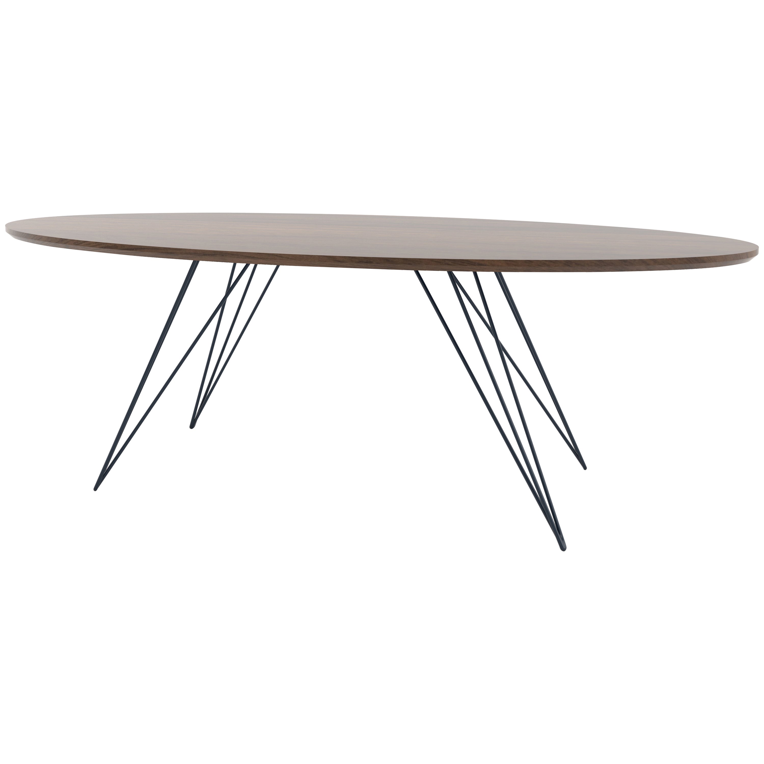 Williams Hairpin Coffee Table Oval Walnut Navy For Sale