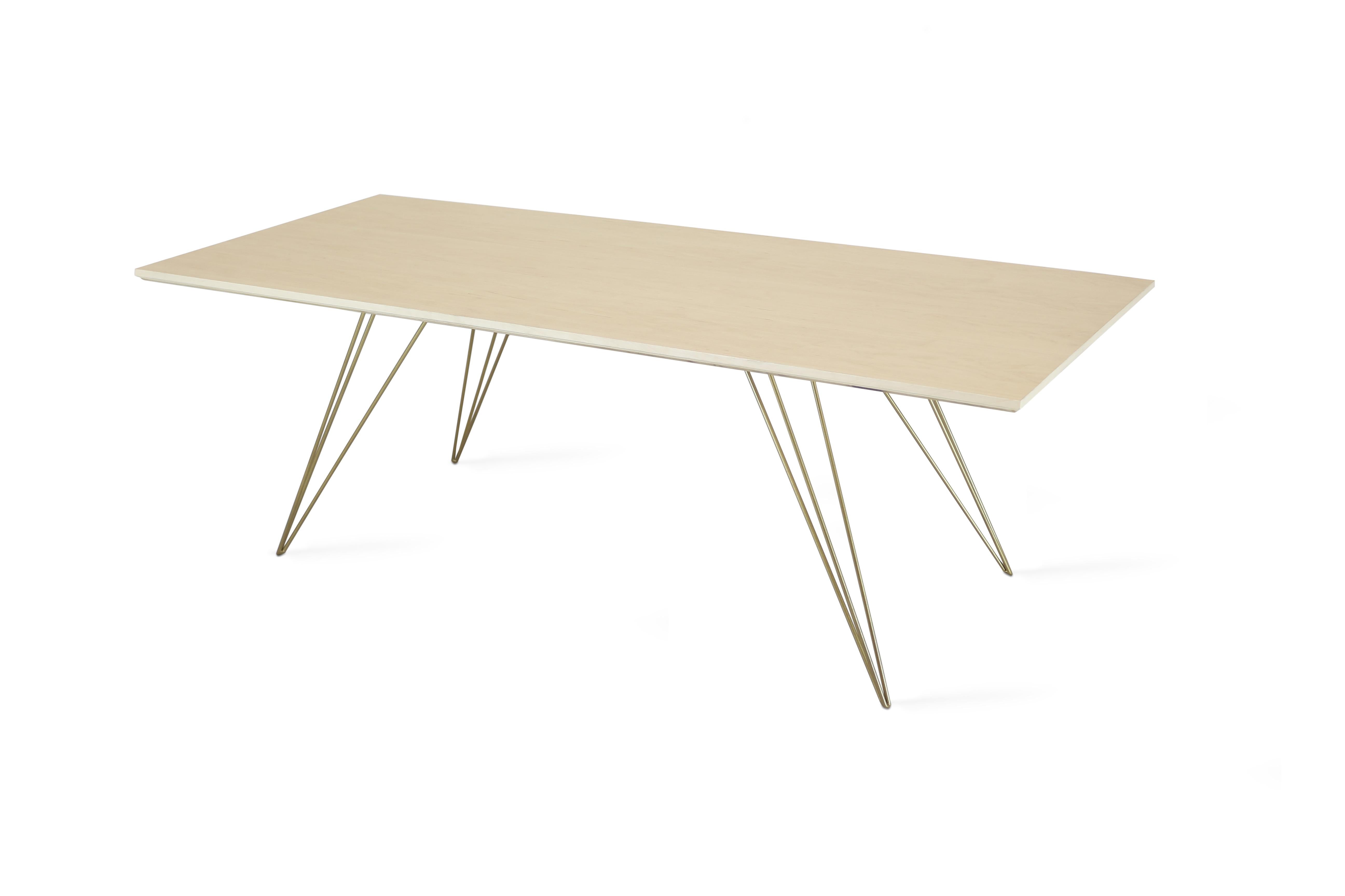 A thin, elegant and light table that can be customized to any shape, size and color desired. This handcrafted item perfectly blends industrial hairpin legs with a beveled wooden top. The irregular beauty of its natural wood combined with its simple