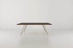 Table basse rectangulaire Williams Hairpin en noyer et or laiton
